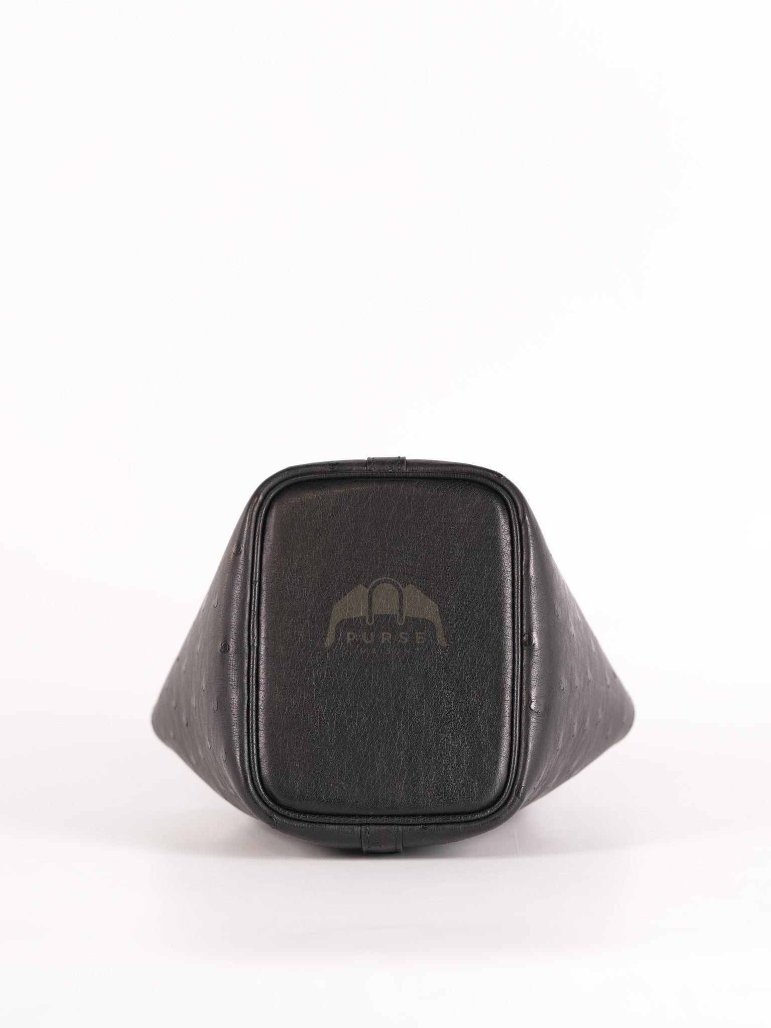 Picotin Micro in Black Ostrich Leather and Gold Hardware Stamp W (2024) | Purse Maison Luxury Bags Shop