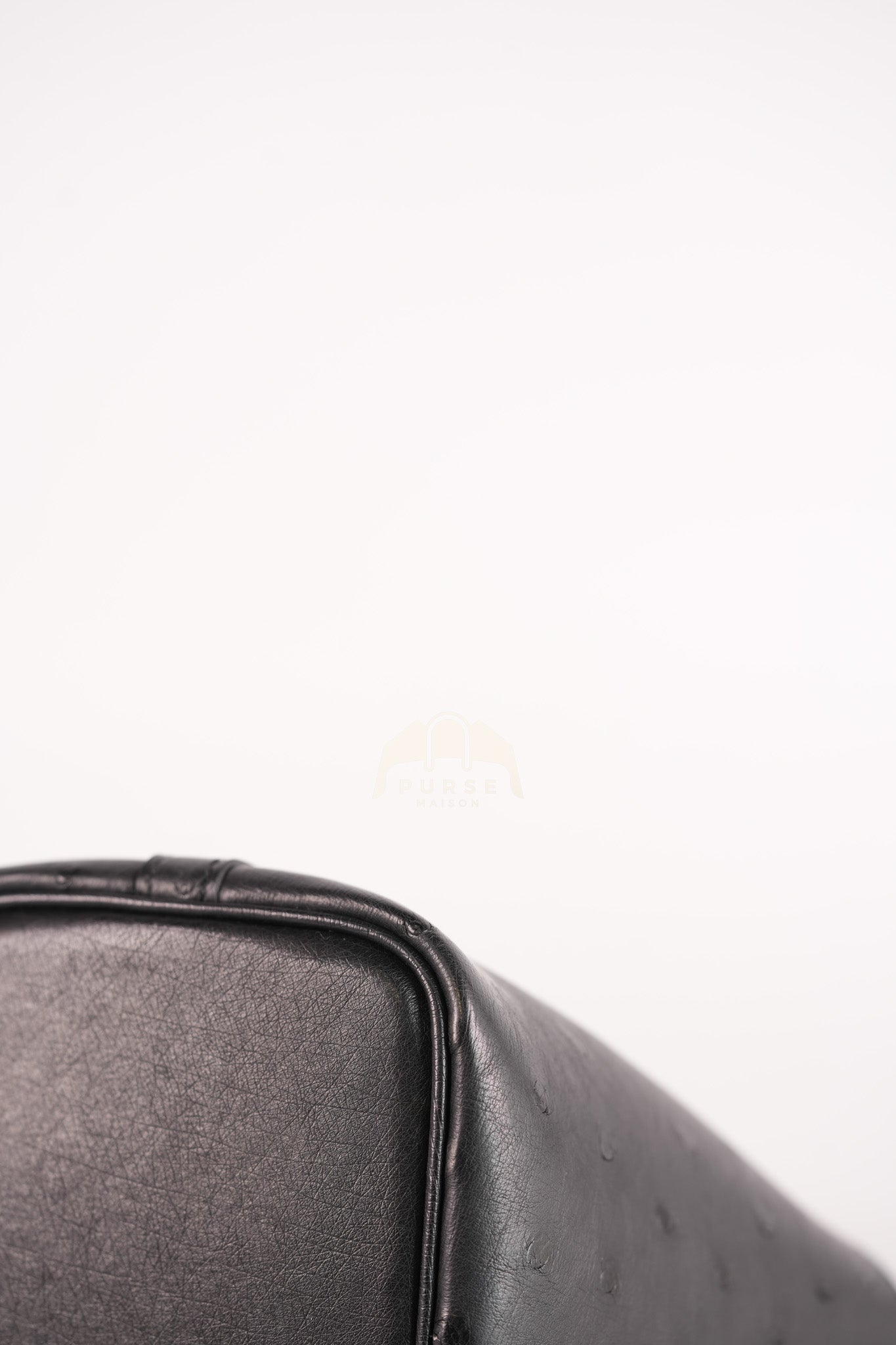 Picotin Micro in Black Ostrich Leather and Gold Hardware Stamp W (2024) | Purse Maison Luxury Bags Shop