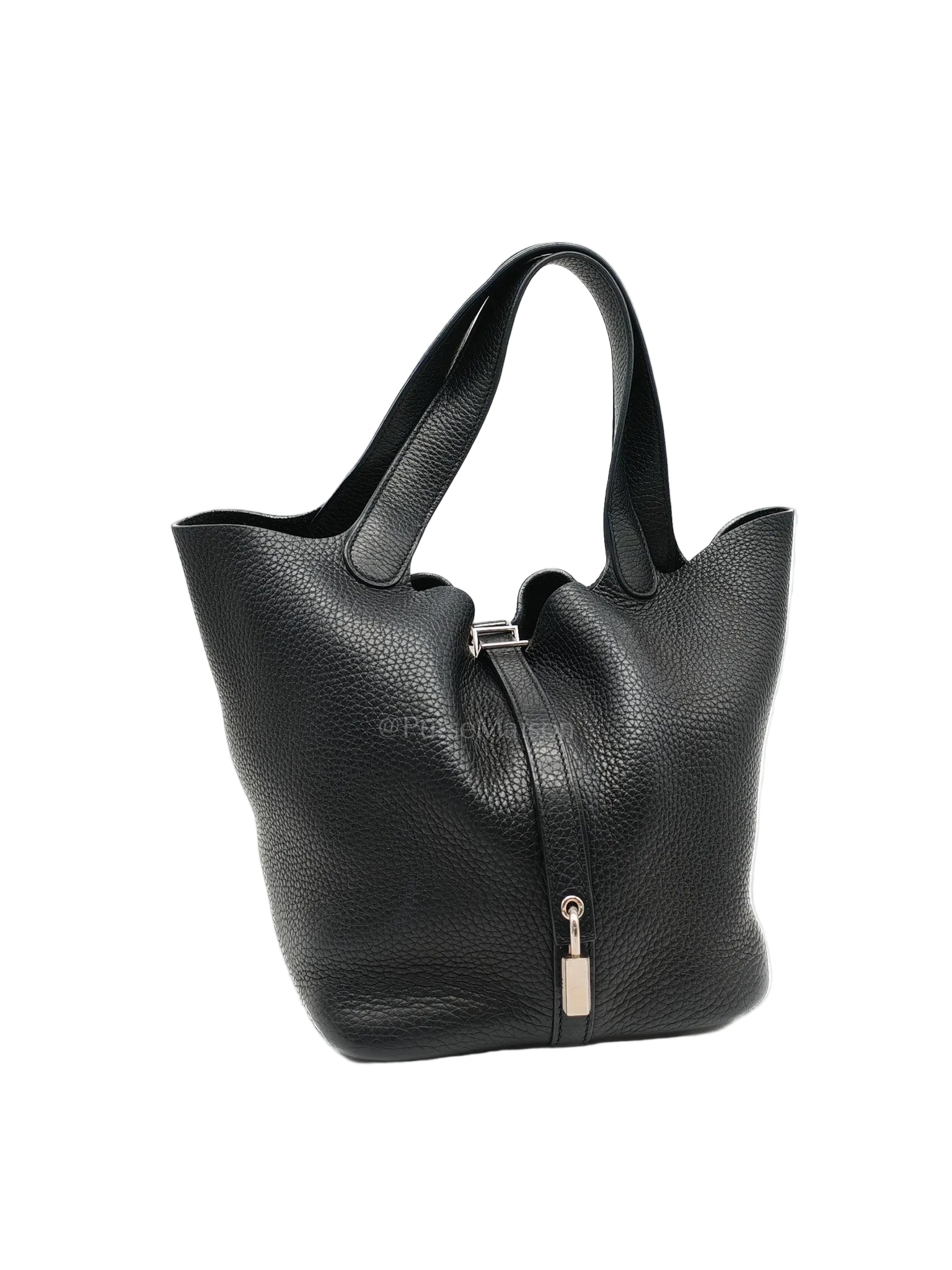 Picotin 22 in Noir Black Clemence Leather & Palladium Hardware Stamp T (2015)