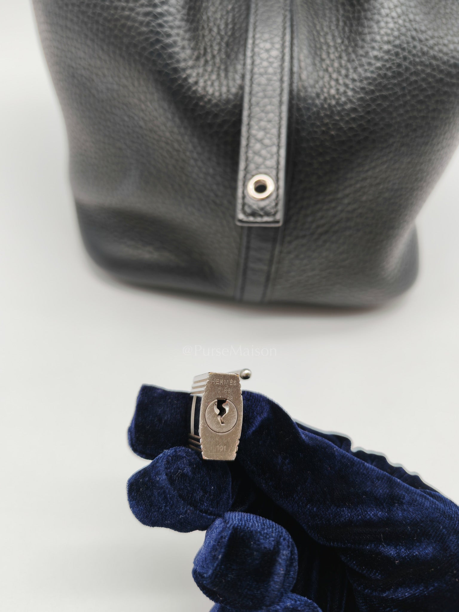 Picotin 22 in Noir Black Clemence Leather & Palladium Hardware Stamp T (2015)
