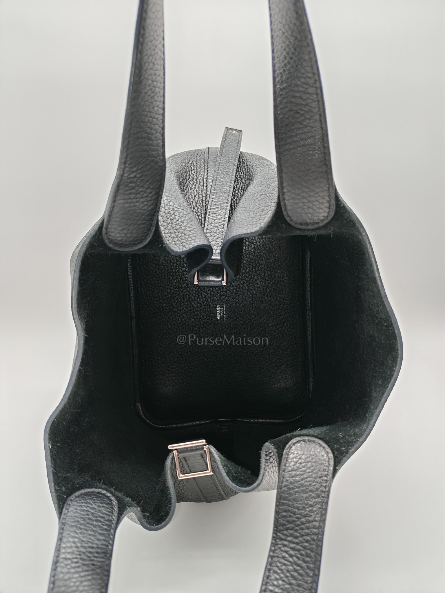 Picotin 22 in Noir Black Clemence Leather & Palladium Hardware Stamp T (2015)