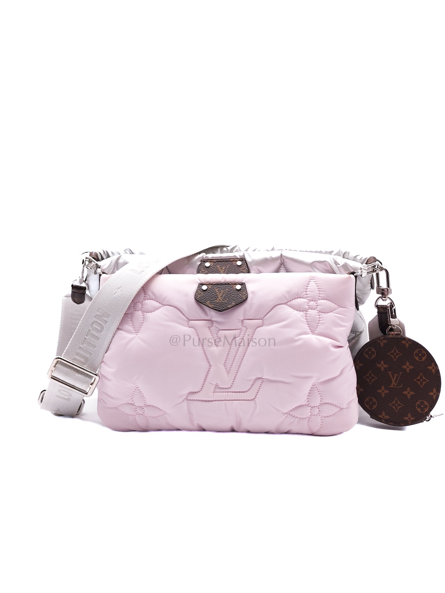 Pillow Maxi Multi Pochette in Pink/Silver Monogram Econyl Nylon Crossbody Bag (Microchip) | Purse Maison Luxury Bags Shop
