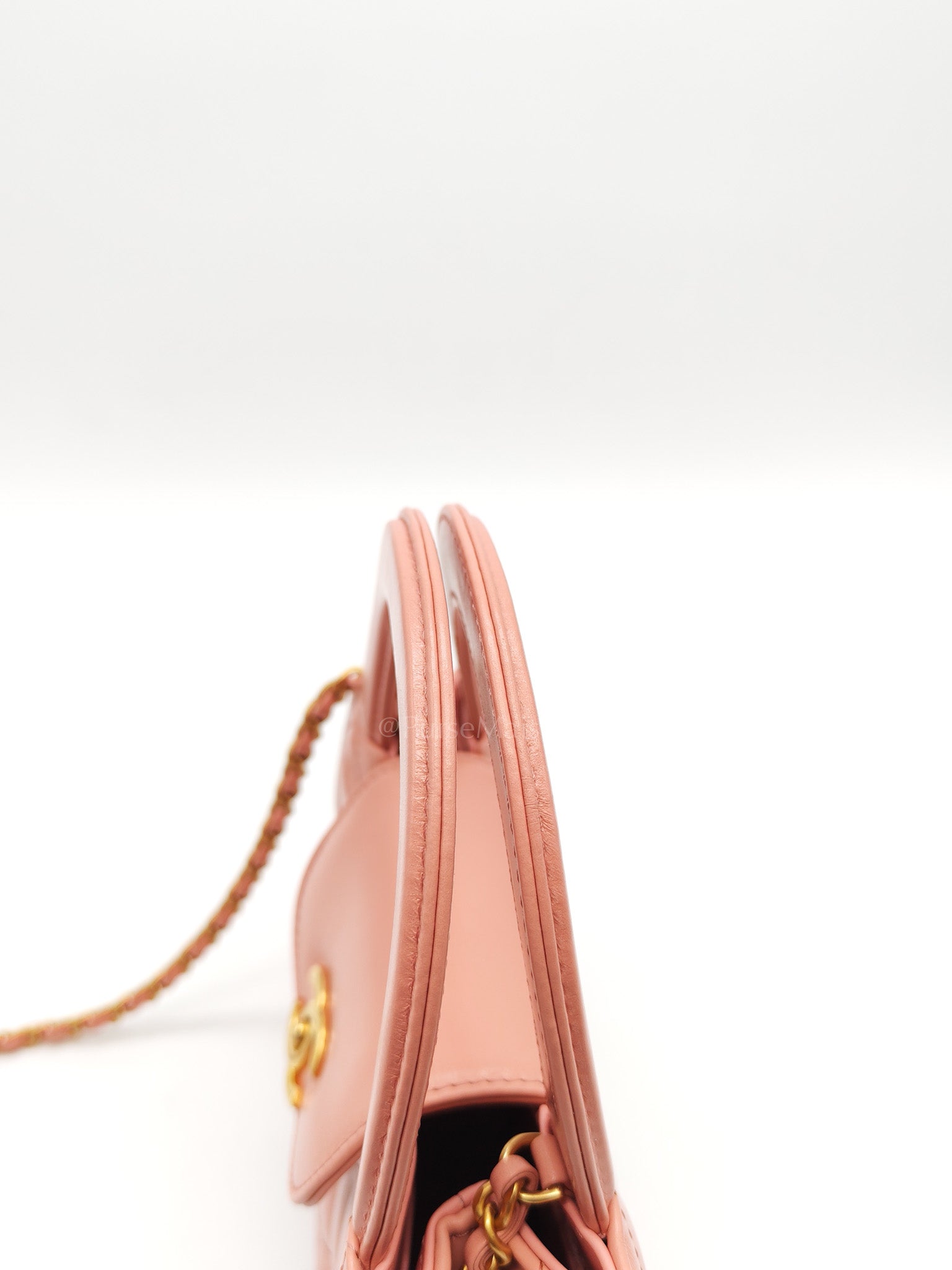CC Kelly Small In Pink Shiny Aged Calfskin Leather & Gold Hardware Microchip