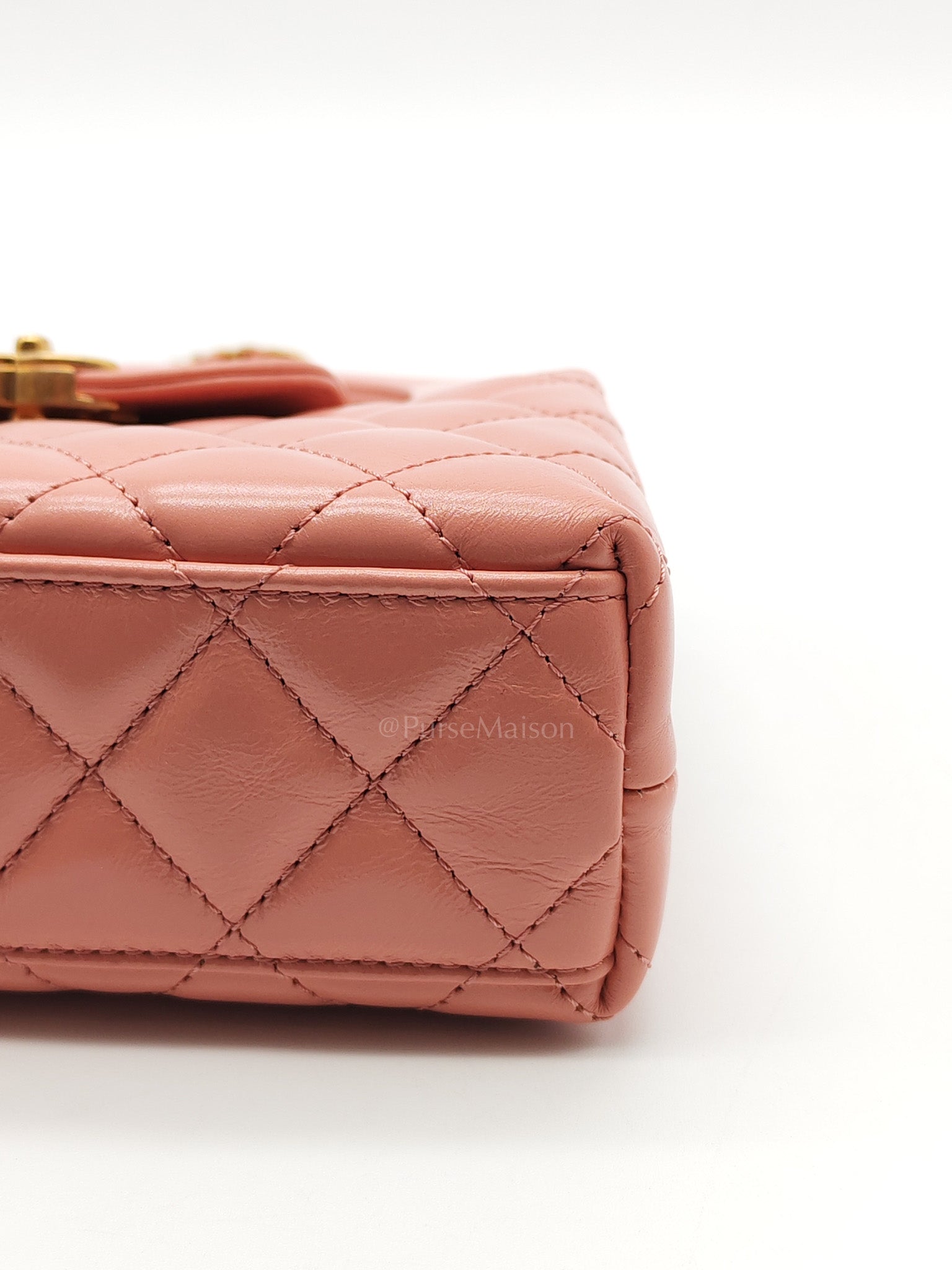 CC Kelly Small In Pink Shiny Aged Calfskin Leather & Gold Hardware Microchip