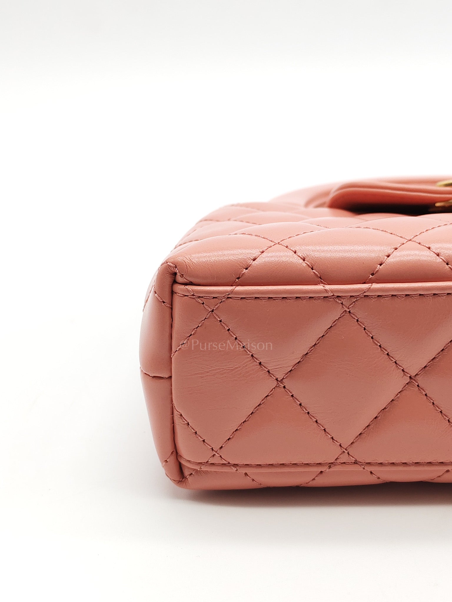 CC Kelly Small In Pink Shiny Aged Calfskin Leather & Gold Hardware Microchip