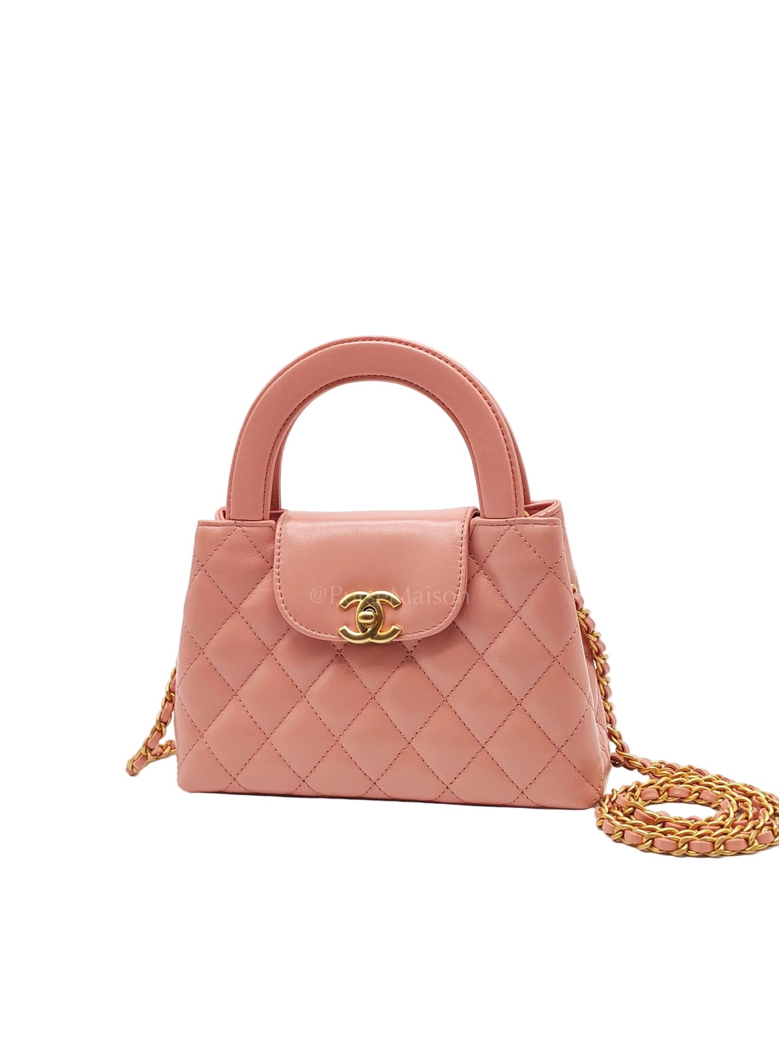 CC Kelly Small In Pink Shiny Aged Calfskin Leather & Gold Hardware Microchip
