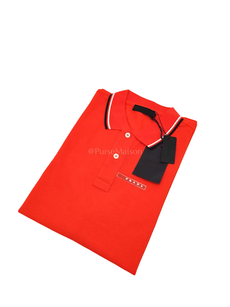 Piquet Arancio Orange Woven Polo Shirt Size Large | Purse Maison Luxury Bags Shop