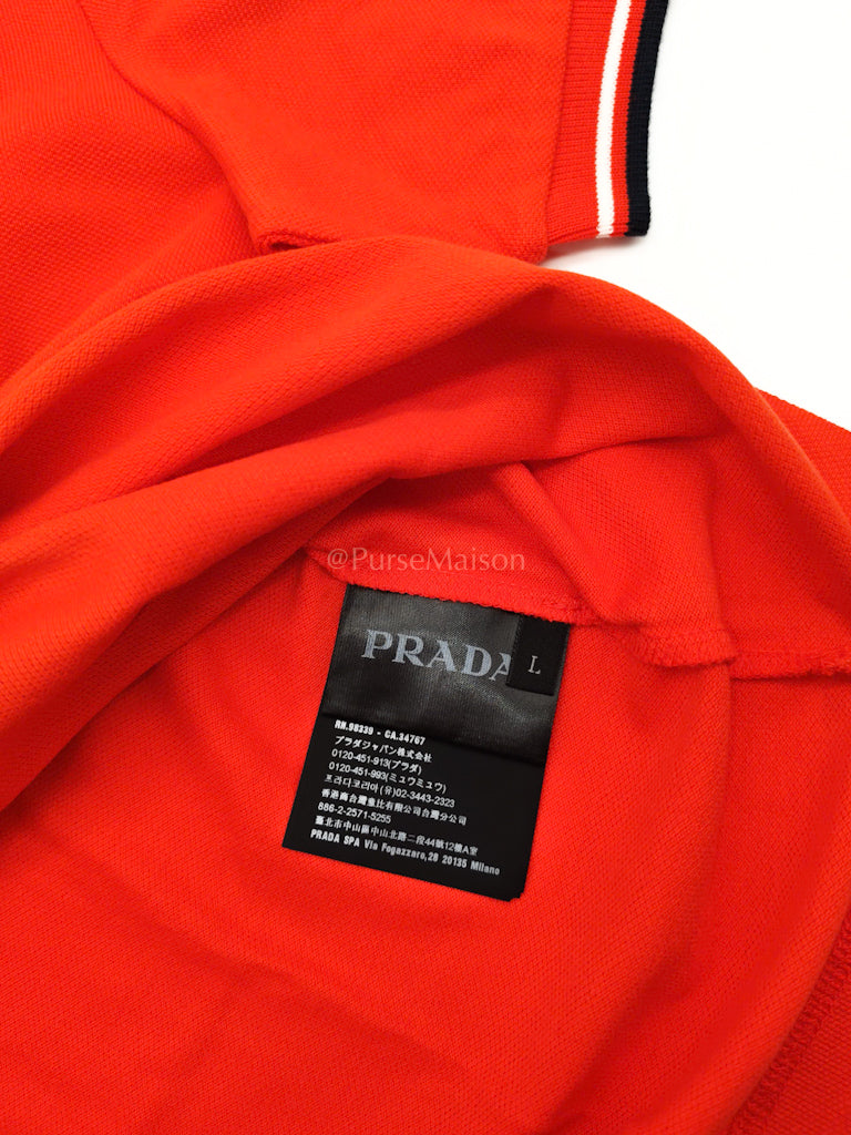 Piquet Arancio Orange Woven Polo Shirt Size Large | Purse Maison Luxury Bags Shop