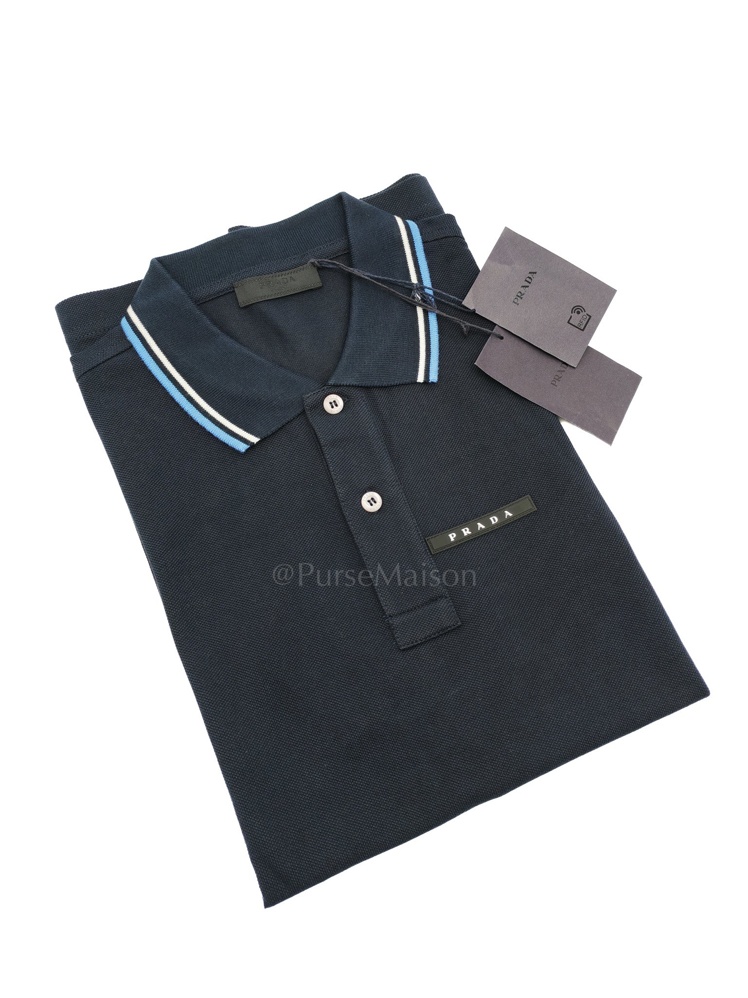 Piquet Blue Polo Shirt Size L | Purse Maison Luxury Bags Shop