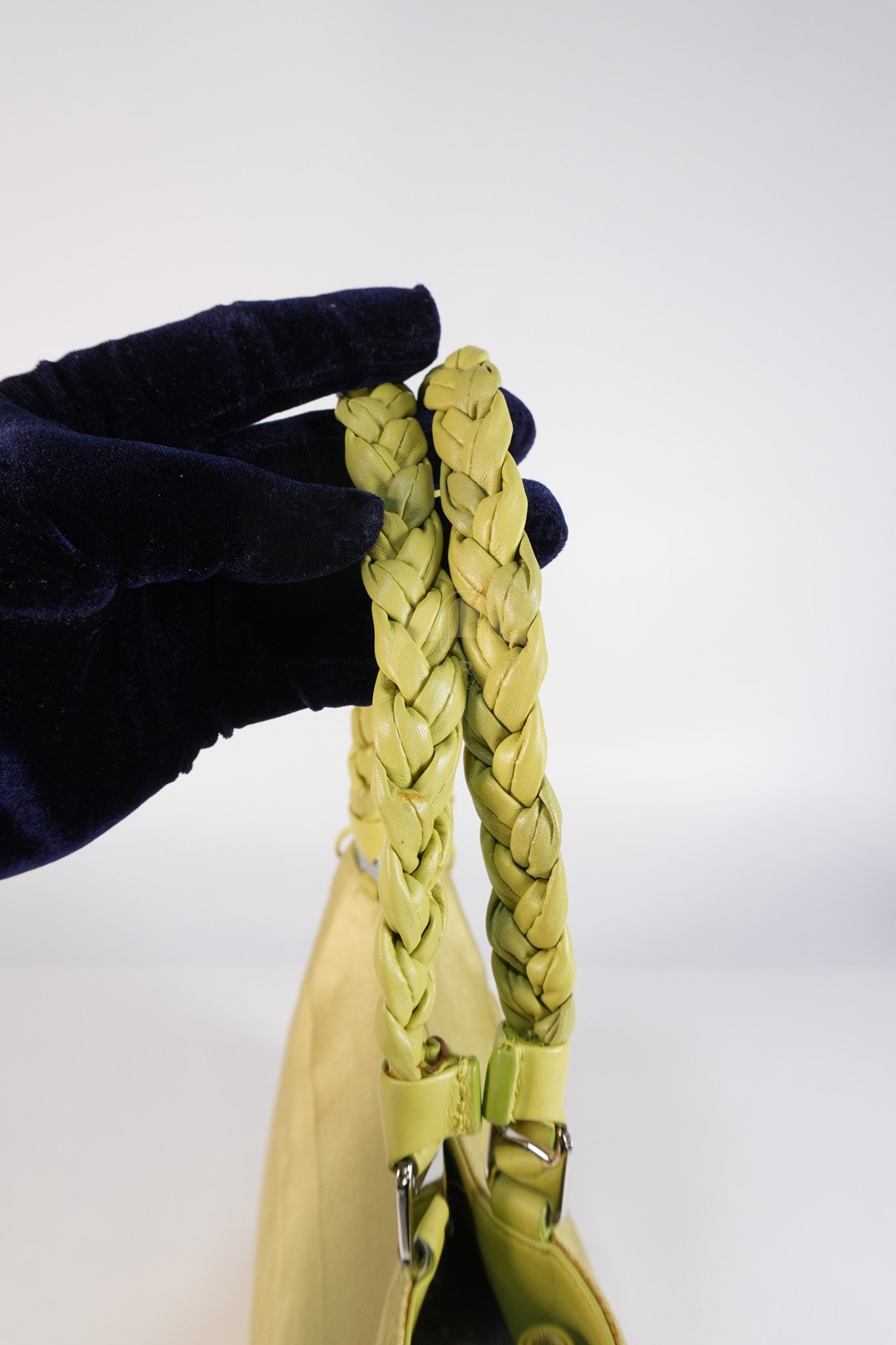 Pleated Light Green Grossgrain Nylon Shoulder Bag | Purse Maison Luxury Bags Shop