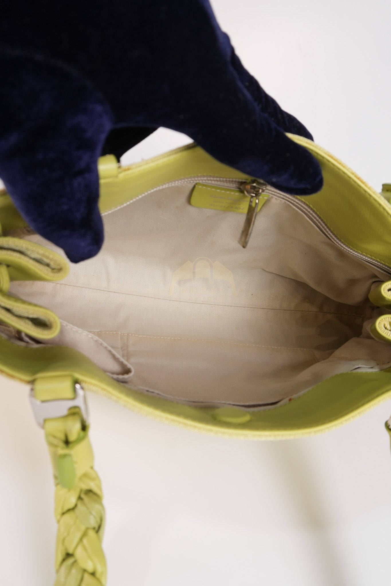 Pleated Light Green Grossgrain Nylon Shoulder Bag | Purse Maison Luxury Bags Shop