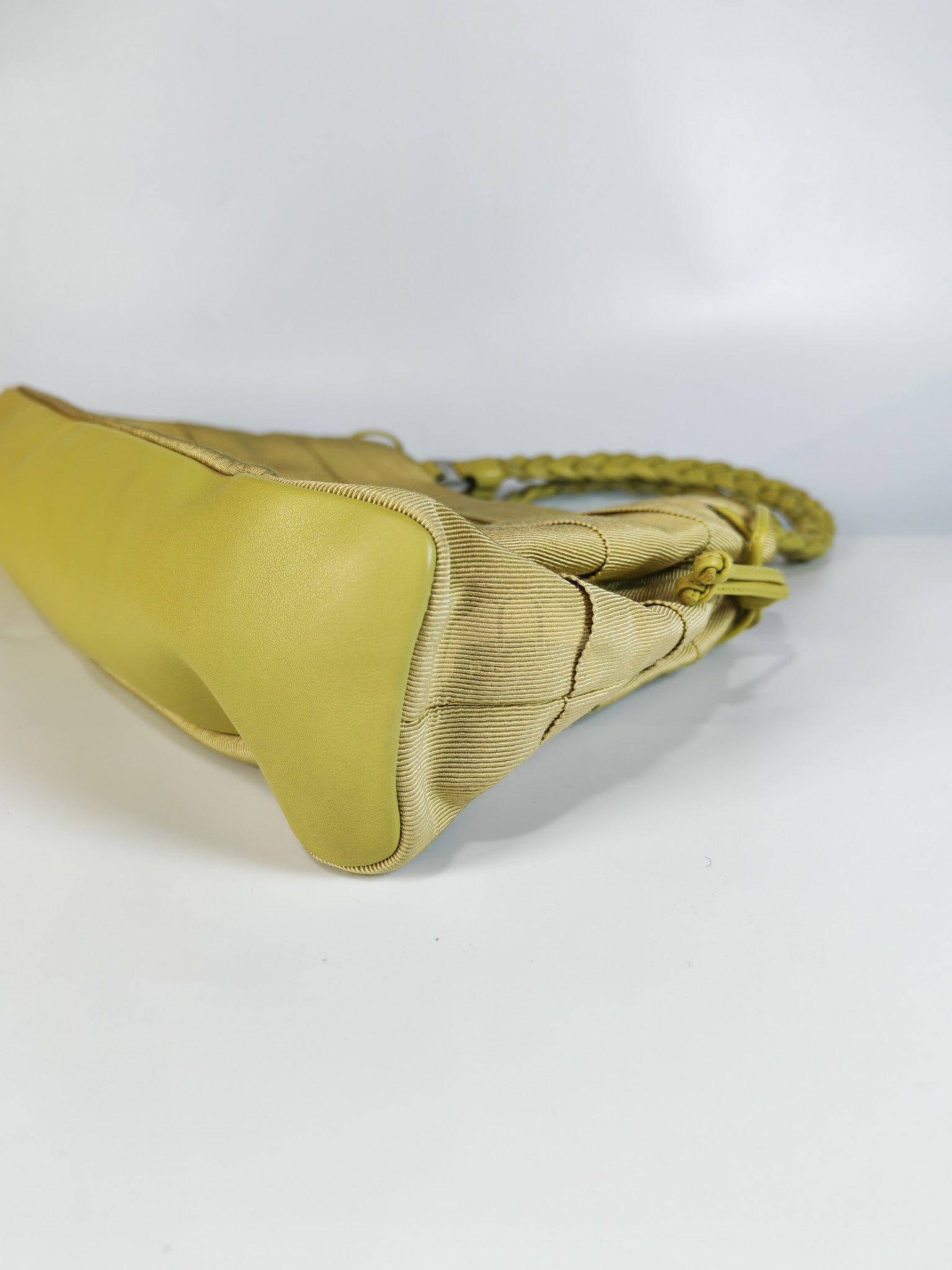 Pleated Light Green Grossgrain Nylon Shoulder Bag | Purse Maison Luxury Bags Shop