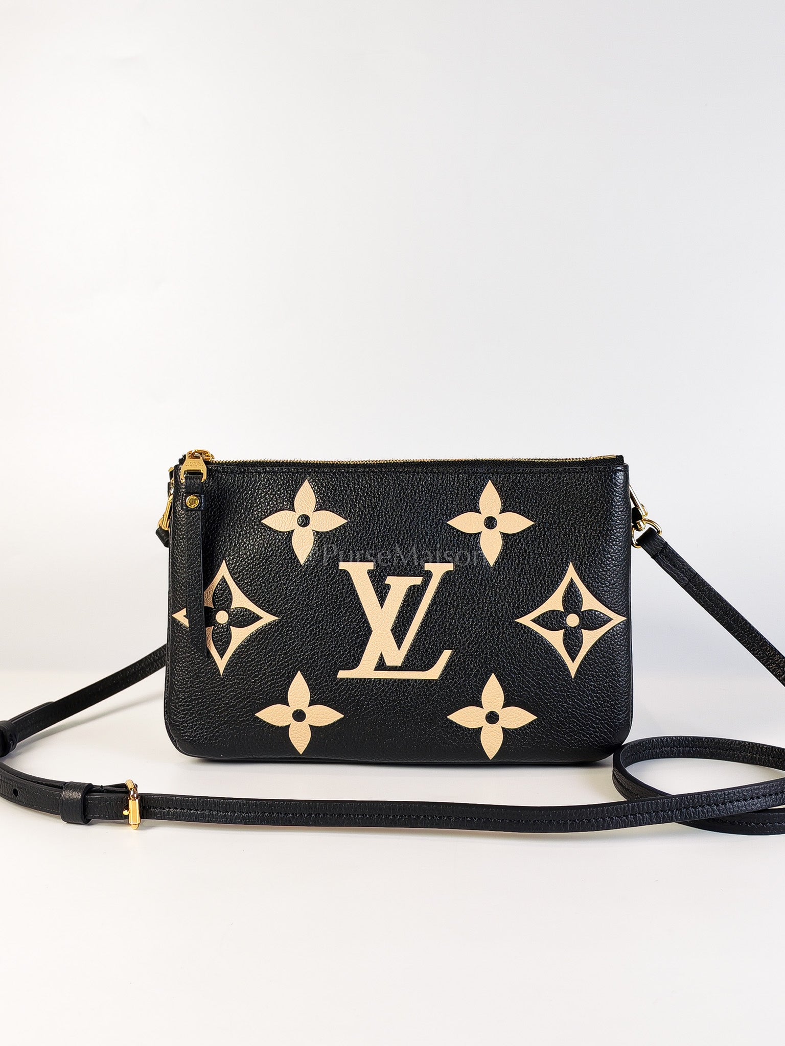 Pochette Double Zip in Bi-color Monogram Empriente Leather (Microchip) | Purse Maison Luxury Bags Shop