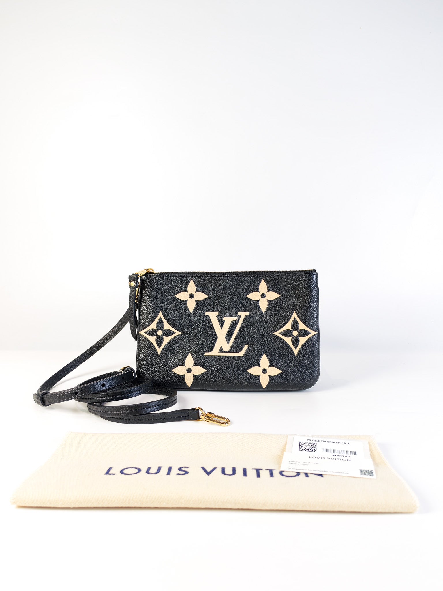 Pochette Double Zip in Bi-color Monogram Empriente Leather (Microchip) | Purse Maison Luxury Bags Shop