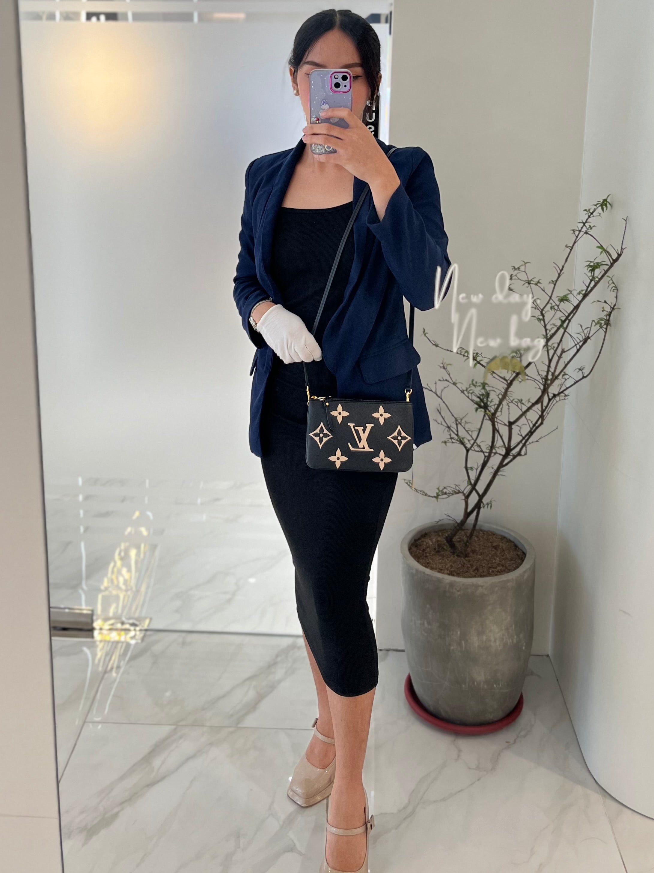 Pochette Double Zip in Bi-color Monogram Empriente Leather (Microchip) | Purse Maison Luxury Bags Shop
