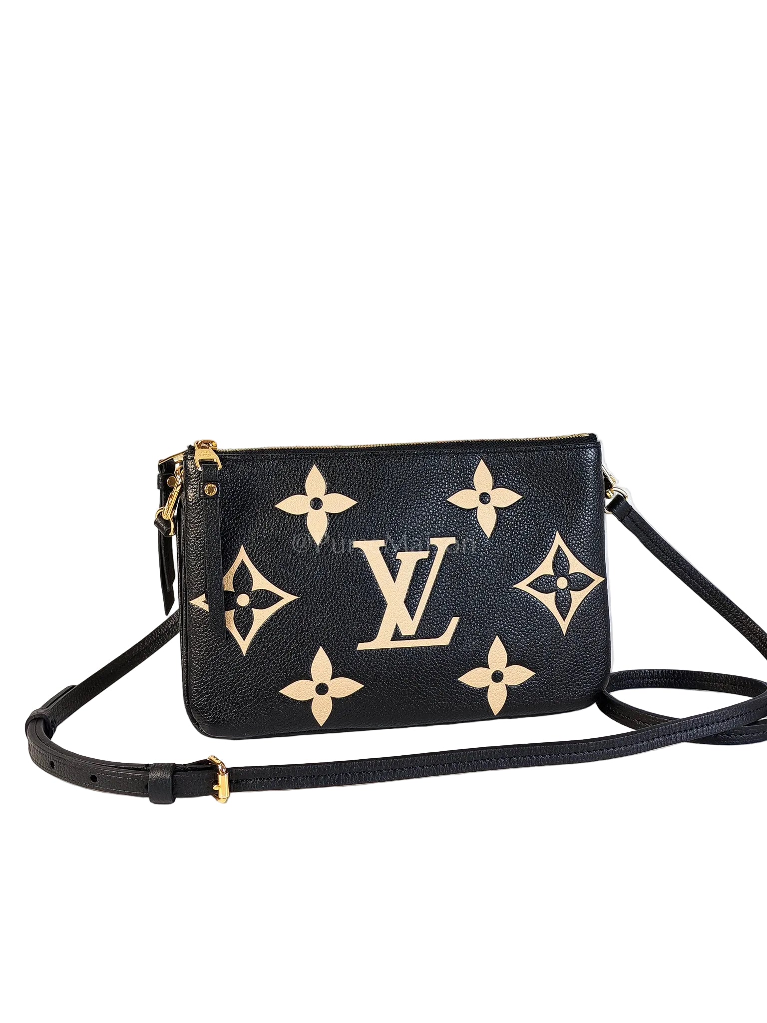 Pochette Double Zip in Bi-color Monogram Empriente Leather (Microchip) | Purse Maison Luxury Bags Shop