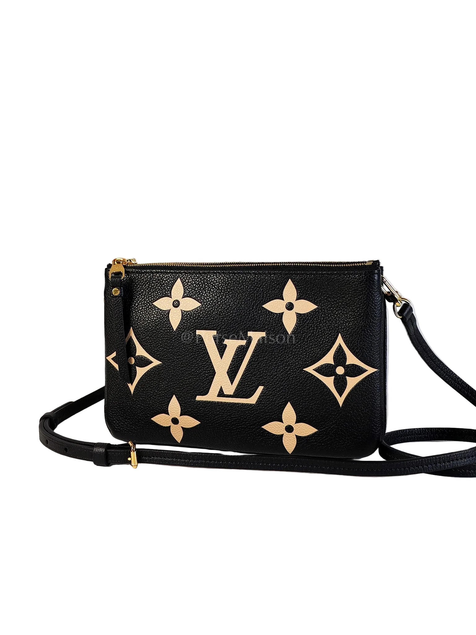 Pochette Double Zip in Bi-color Monogram Empriente Leather (Microchip) | Purse Maison Luxury Bags Shop