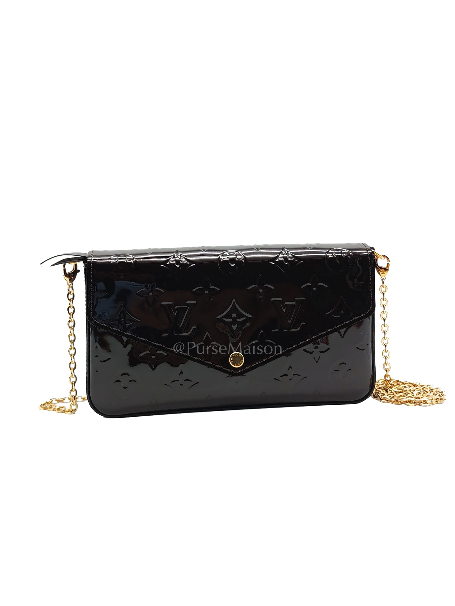 Pochette Felicie GM in Monogram Vernis Amarante (Date code: MI2188) | Purse Maison Luxury Bags Shop