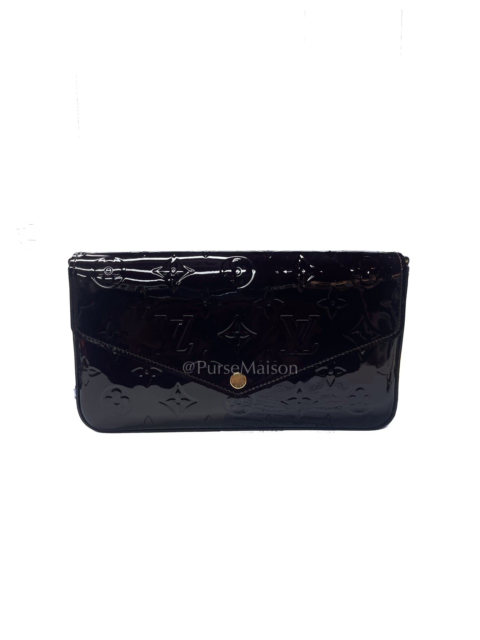 Pochette Felicie GM in Monogram Vernis Amarante (Date code: MI2188) | Purse Maison Luxury Bags Shop