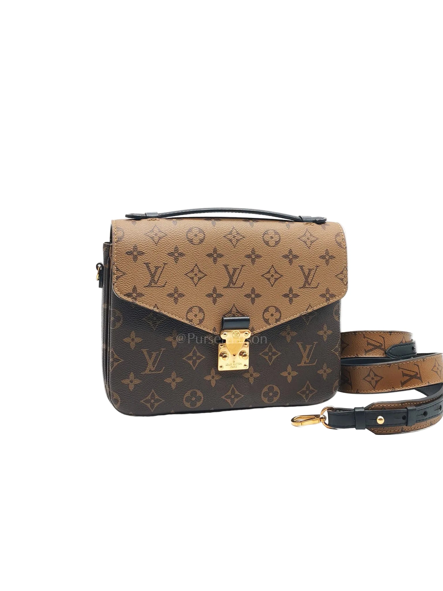 Pochette Metis in Reverse Monogram Canvas & Gold Hardware Microchip | Purse Maison Luxury Bags Shop