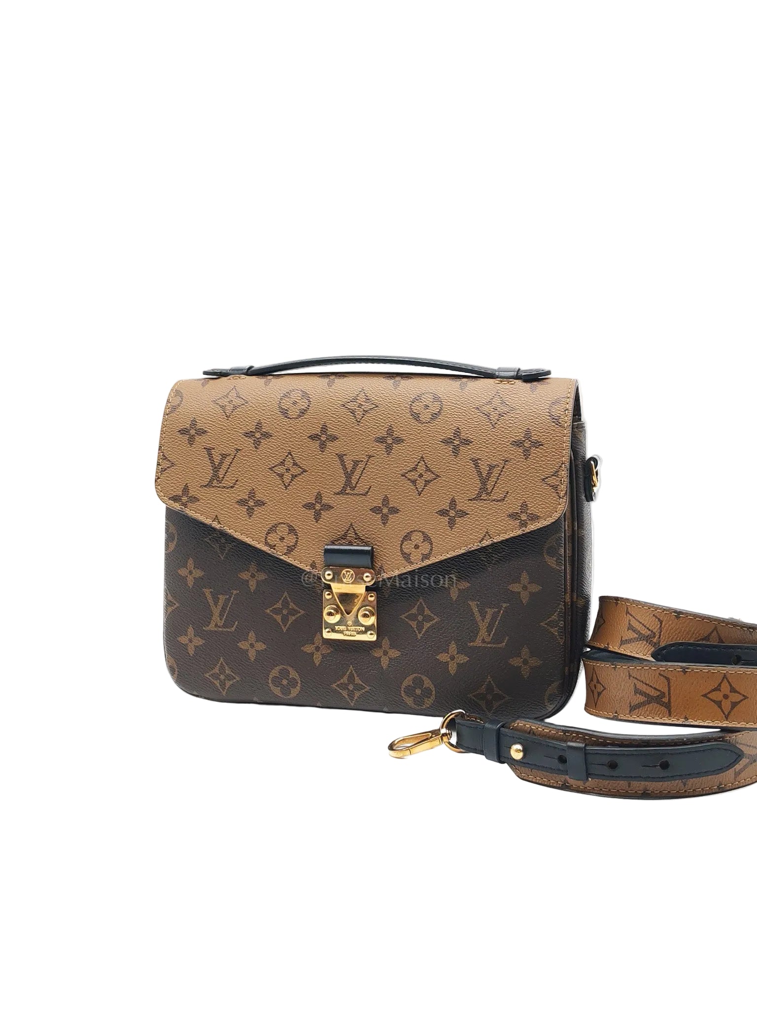 Pochette Metis in Reverse Monogram Canvas & Gold Hardware Microchip | Purse Maison Luxury Bags Shop