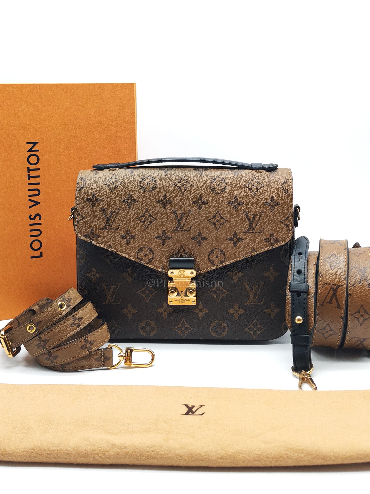 Pochette Metis in Reverse Monogram Canvas & Gold Hardware Microchip | Purse Maison Luxury Bags Shop