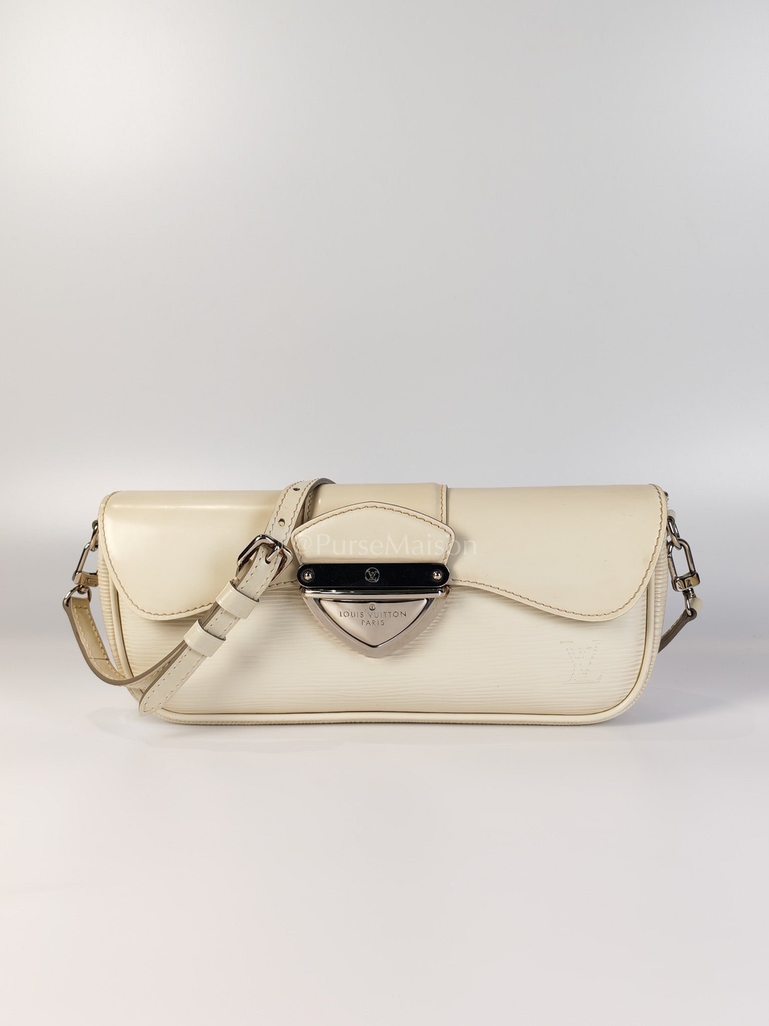 Pochette Montaigne In Cream Epi Leather Clutch Shoulder Bag (Date Code: TJ1170) | Purse Maison Luxury Bags Shop
