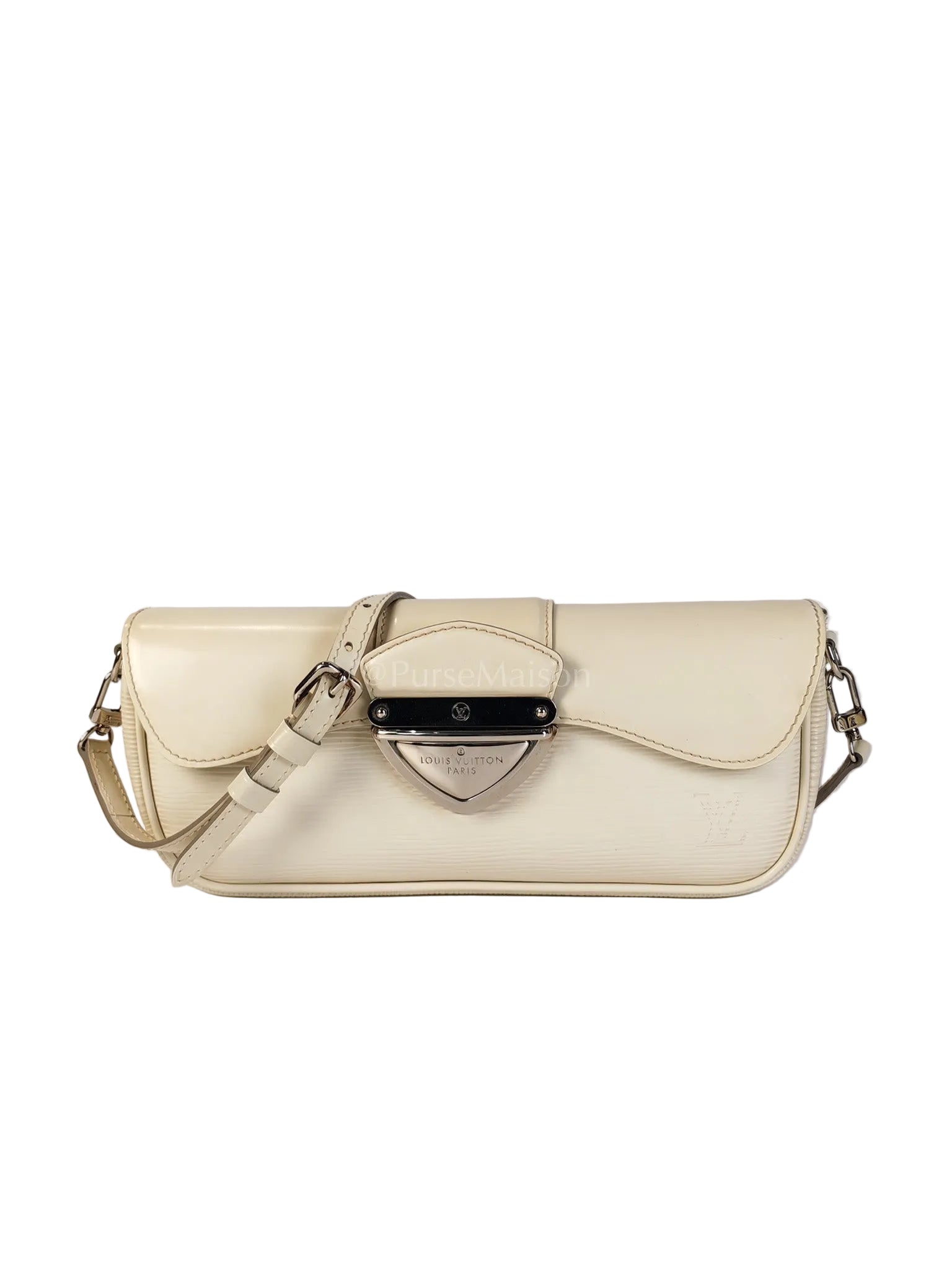 Pochette Montaigne In Cream Epi Leather Clutch Shoulder Bag (Date Code: TJ1170) | Purse Maison Luxury Bags Shop