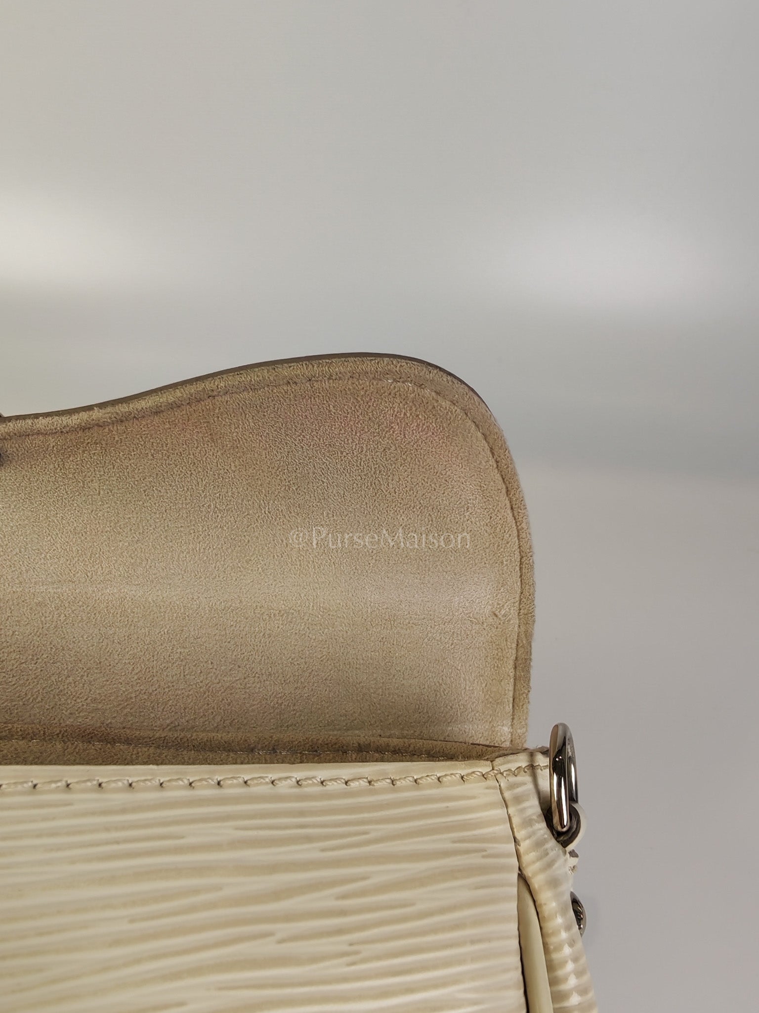 Pochette Montaigne In Cream Epi Leather Clutch Shoulder Bag (Date Code: TJ1170) | Purse Maison Luxury Bags Shop