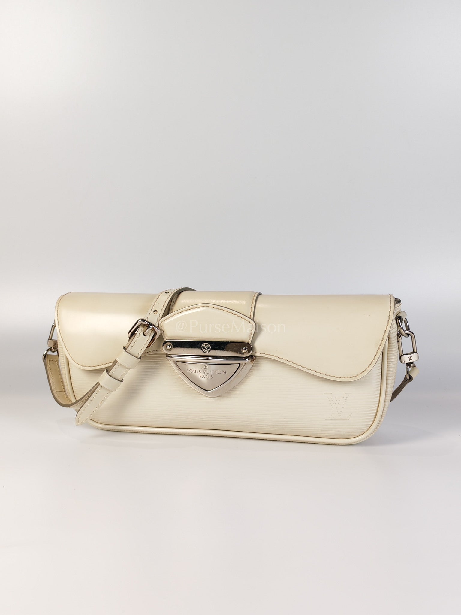 Pochette Montaigne In Cream Epi Leather Clutch Shoulder Bag (Date Code: TJ1170) | Purse Maison Luxury Bags Shop