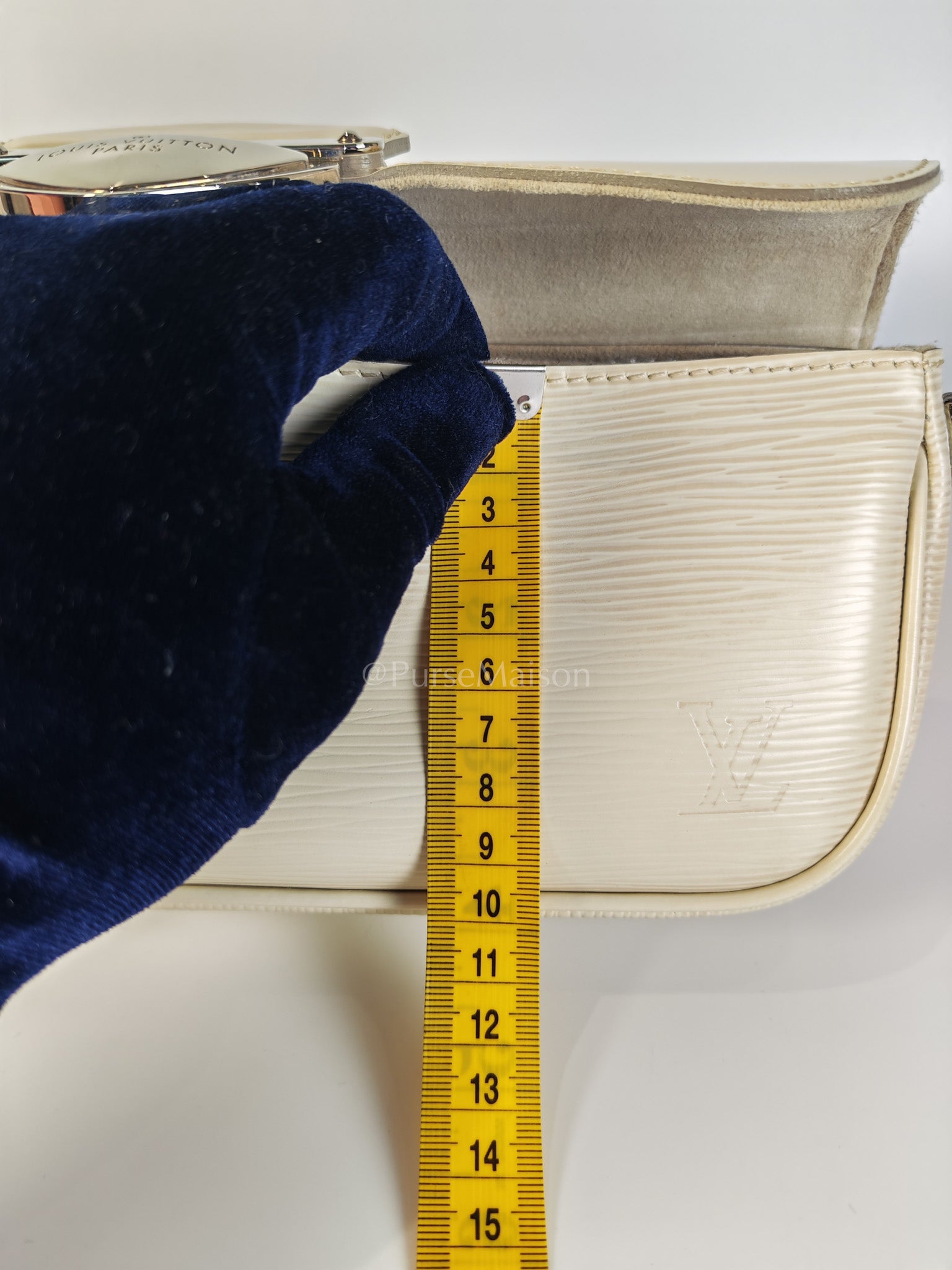 Pochette Montaigne In Cream Epi Leather Clutch Shoulder Bag (Date Code: TJ1170) | Purse Maison Luxury Bags Shop