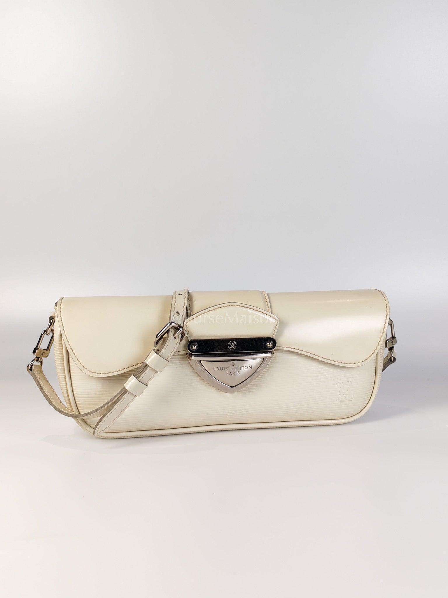 Pochette Montaigne In Cream Epi Leather Clutch Shoulder Bag (Date Code: TJ1170) | Purse Maison Luxury Bags Shop