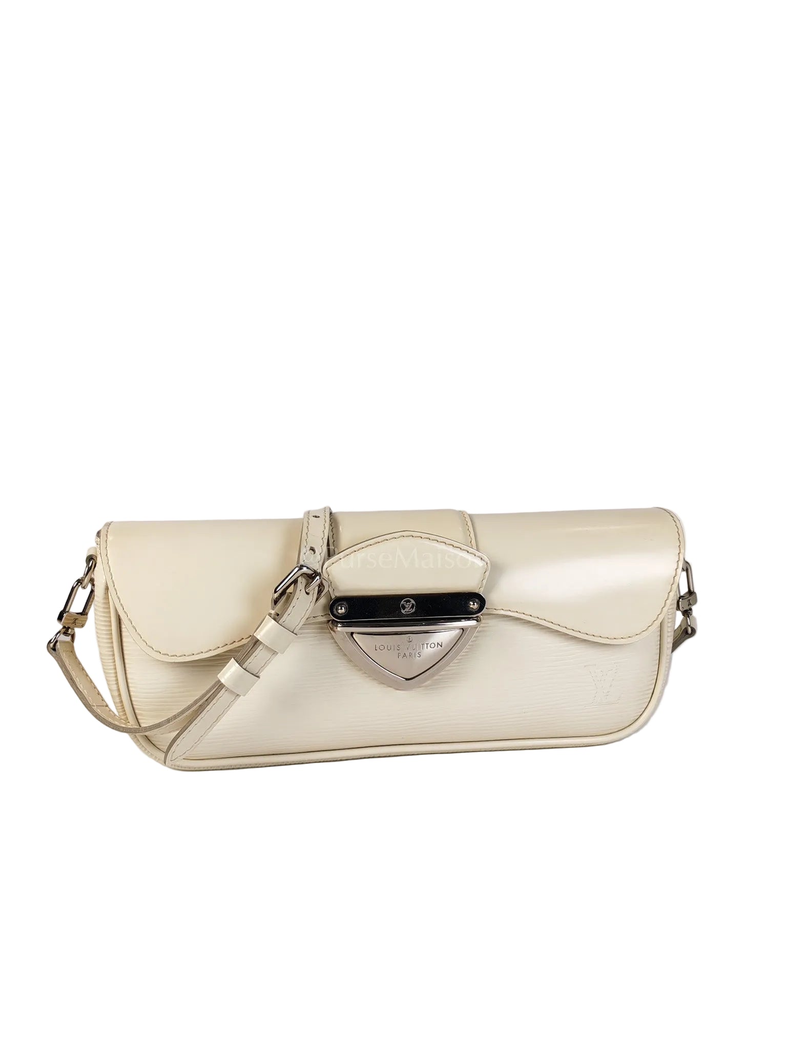 Pochette Montaigne In Cream Epi Leather Clutch Shoulder Bag (Date Code: TJ1170) | Purse Maison Luxury Bags Shop