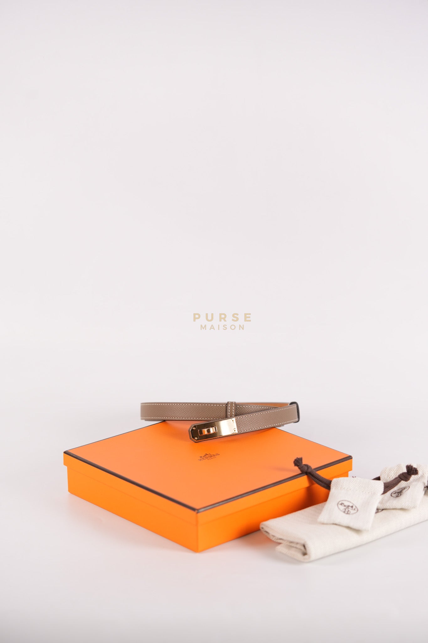 Kelly Belt Etoupe Epsom Leather in Rose Gold Hardware Stamp W(2024)