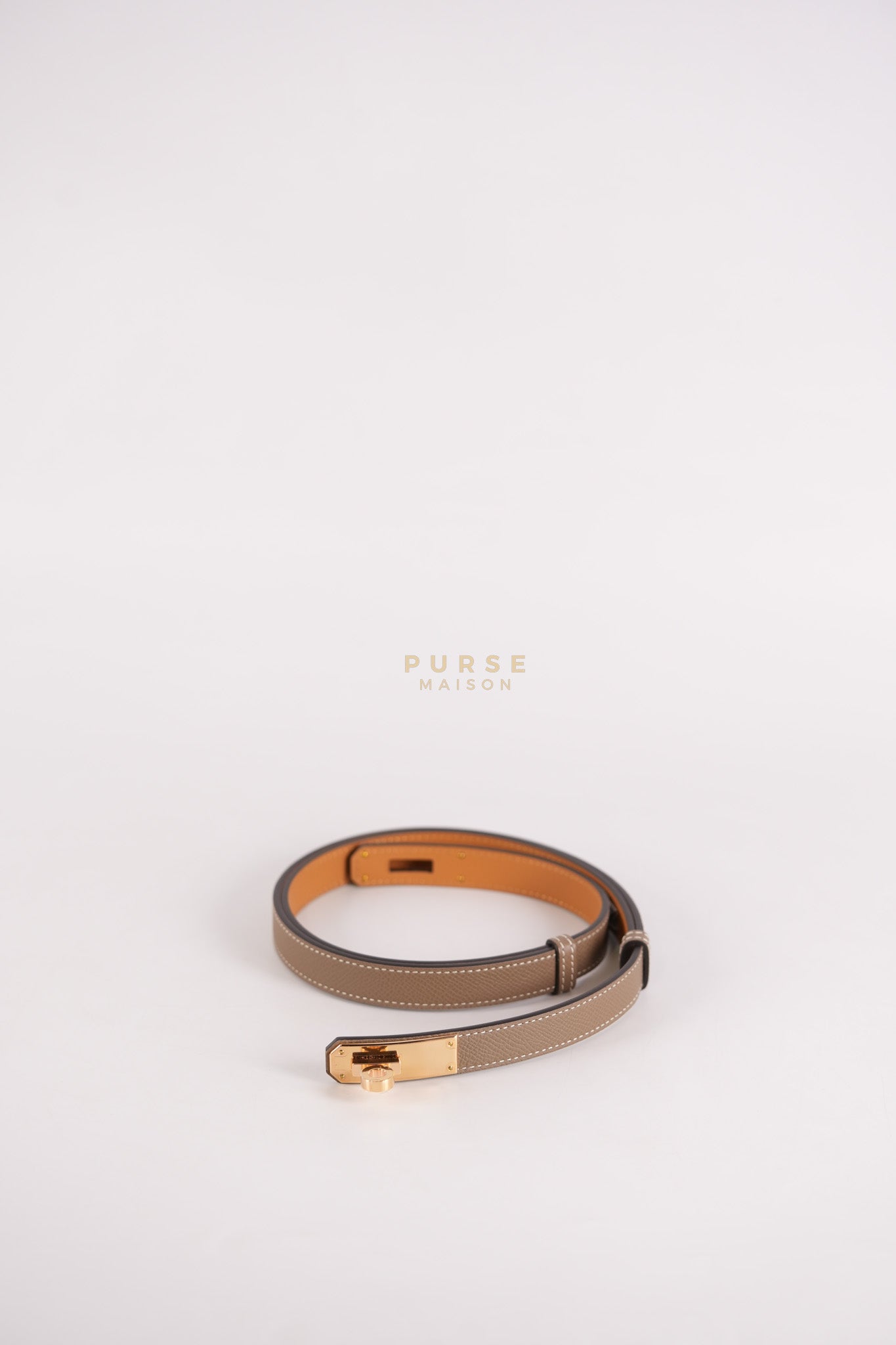 Kelly Belt Etoupe Epsom Leather in Rose Gold Hardware Stamp W(2024)