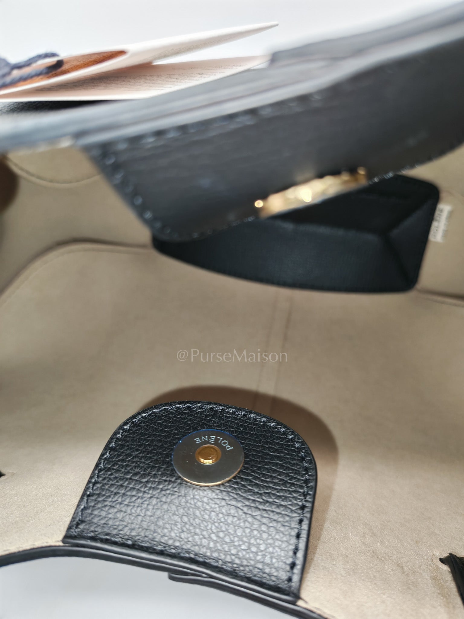 Cyme Mini in Black Graine Leather and Black Stitiching Tote Bag | Purse Maison Luxury Bags Shop