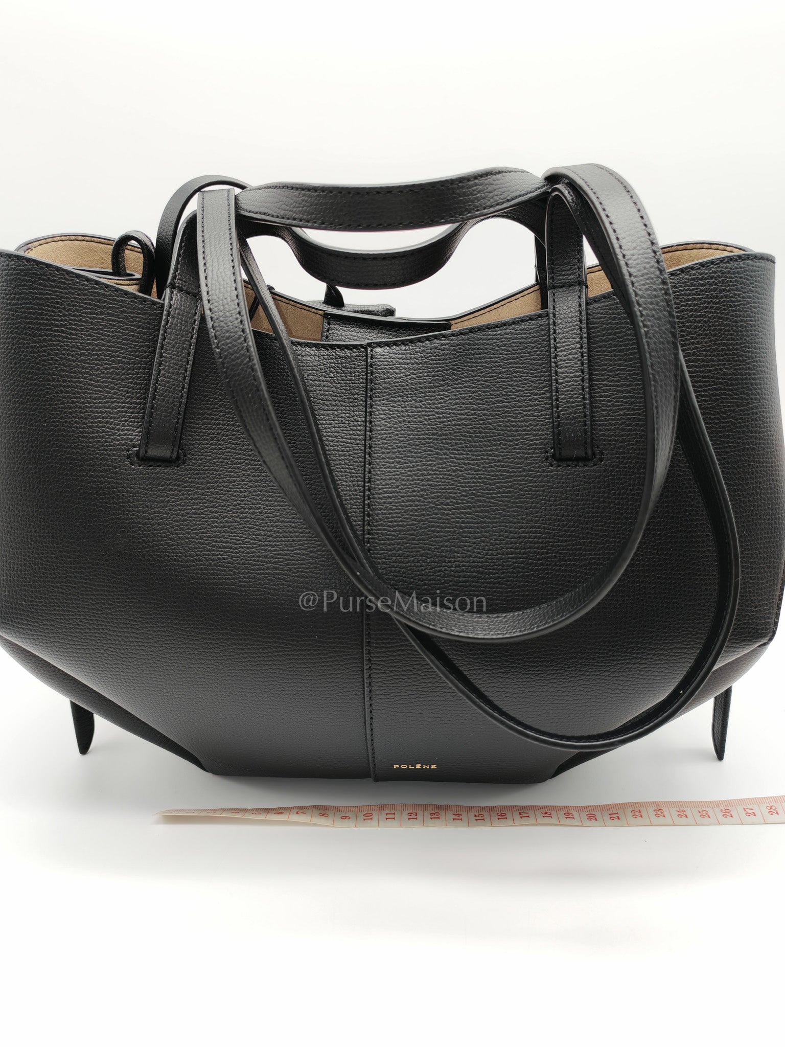 Cyme Mini in Black Graine Leather and Black Stitiching Tote Bag | Purse Maison Luxury Bags Shop