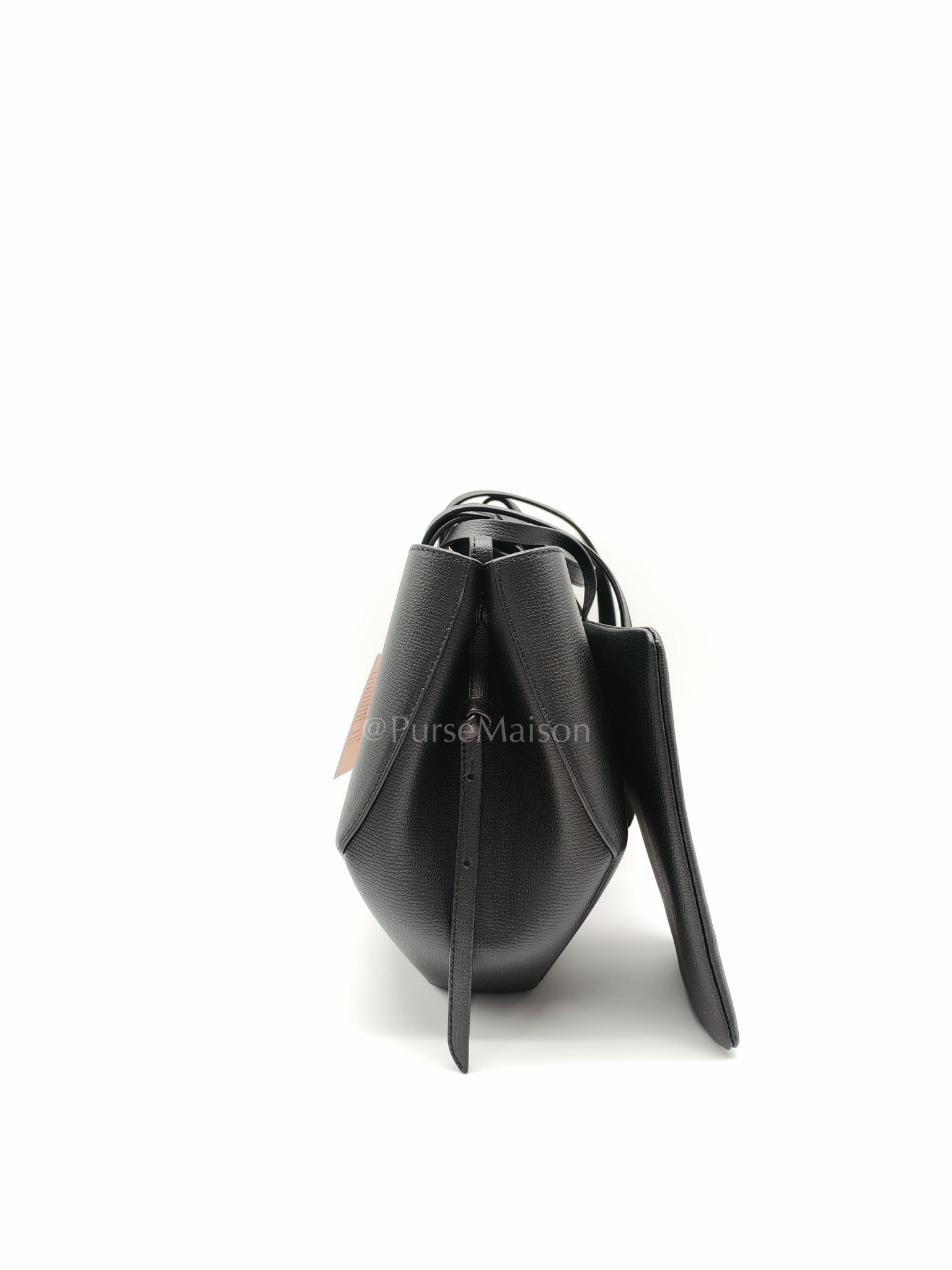 Cyme Mini in Black Graine Leather and Black Stitiching Tote Bag | Purse Maison Luxury Bags Shop