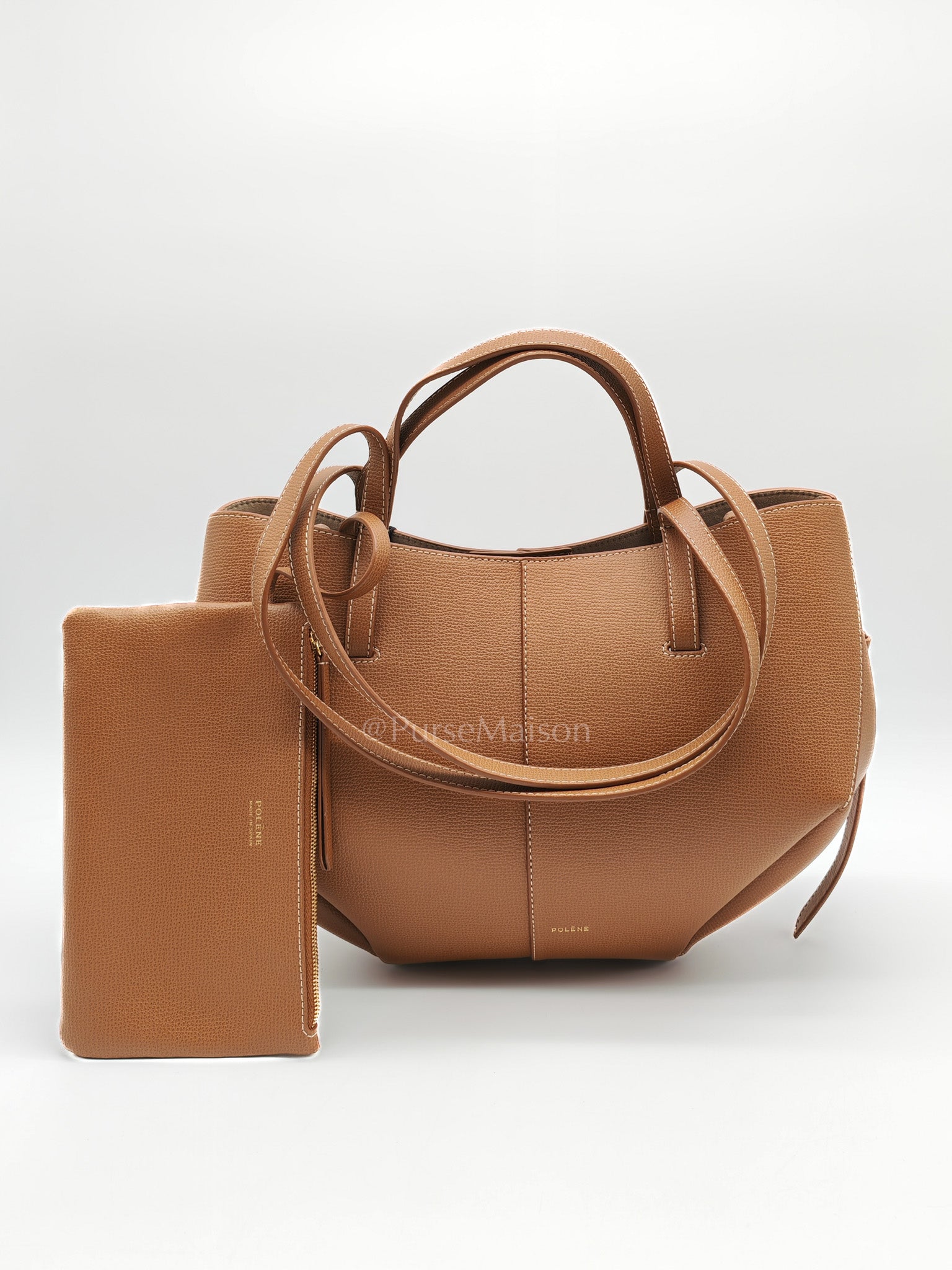 Cyme Mini in Camel Graine Leather Tote Bag | Purse Maison Luxury Bags Shop
