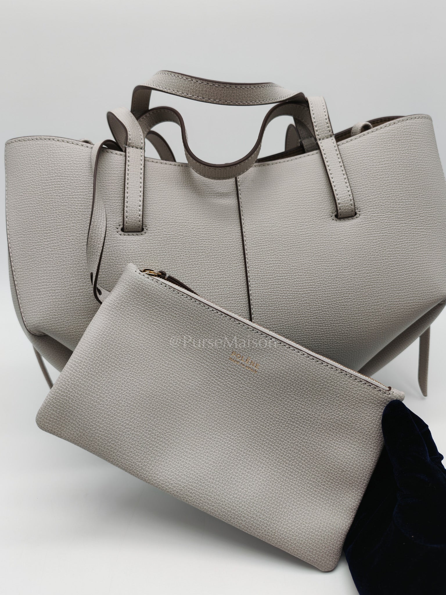 Cyme Mini in Mist Graine Leather Tote Bag | Purse Maison Luxury Bags Shop