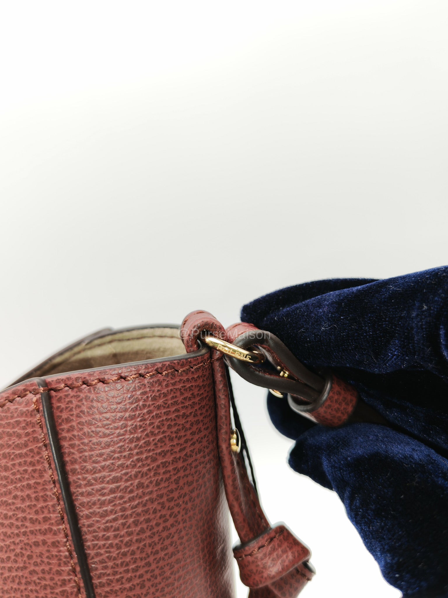 Polene Cyme Nano Tote Bag in Black Cherry Graine Leather | Purse Maison Luxury Bags Shop