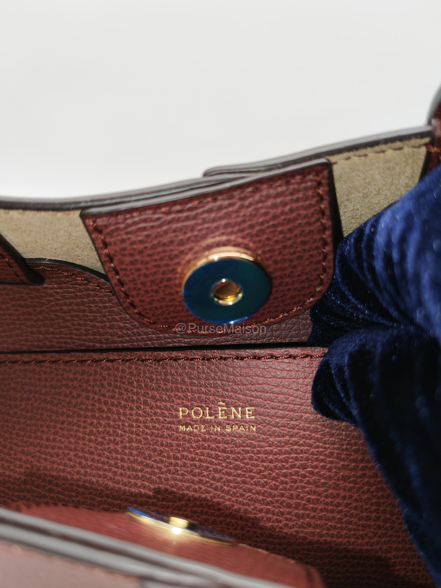 Polene Cyme Nano Tote Bag in Black Cherry Graine Leather | Purse Maison Luxury Bags Shop