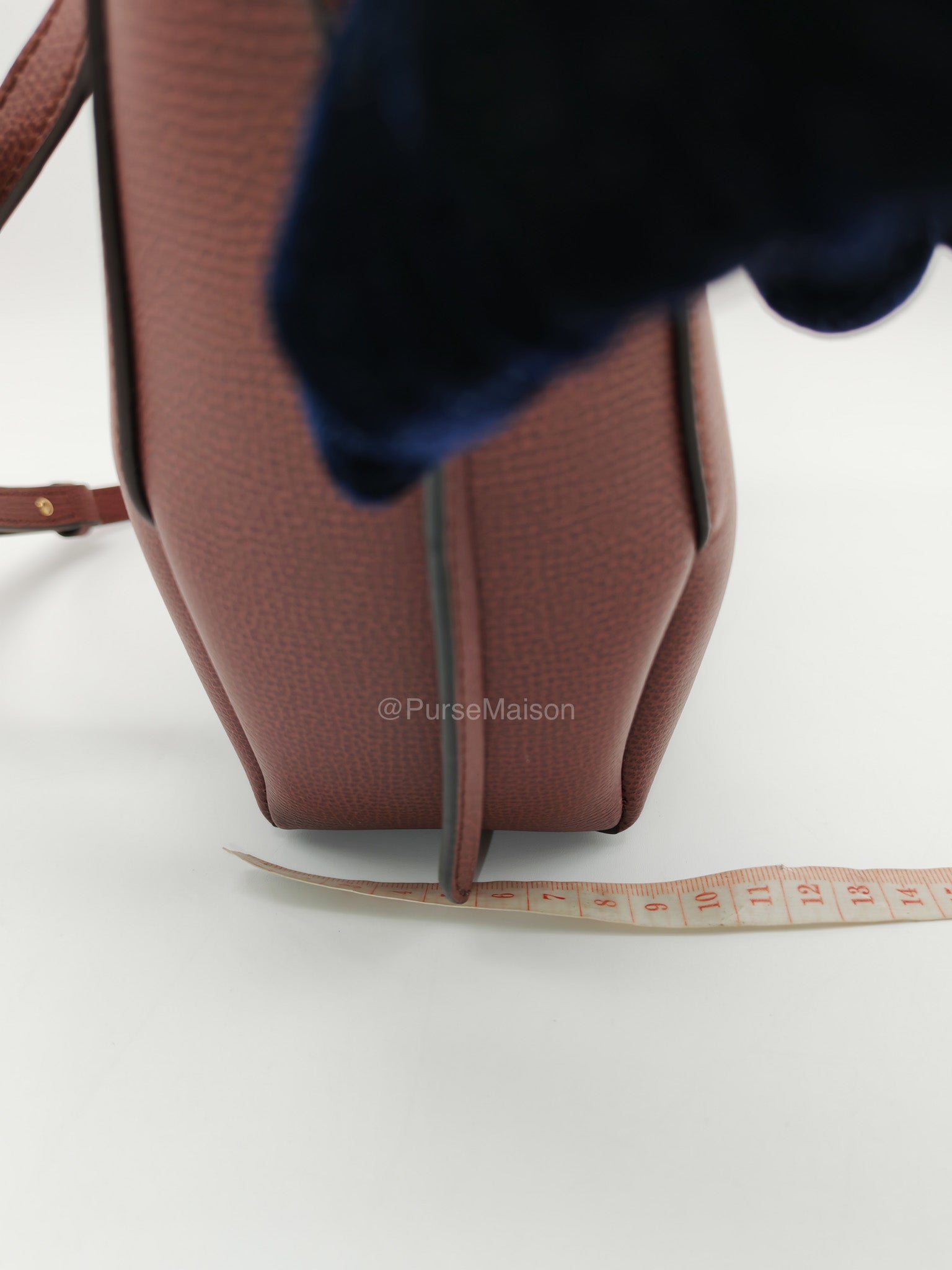 Polene Cyme Nano Tote Bag in Black Cherry Graine Leather | Purse Maison Luxury Bags Shop