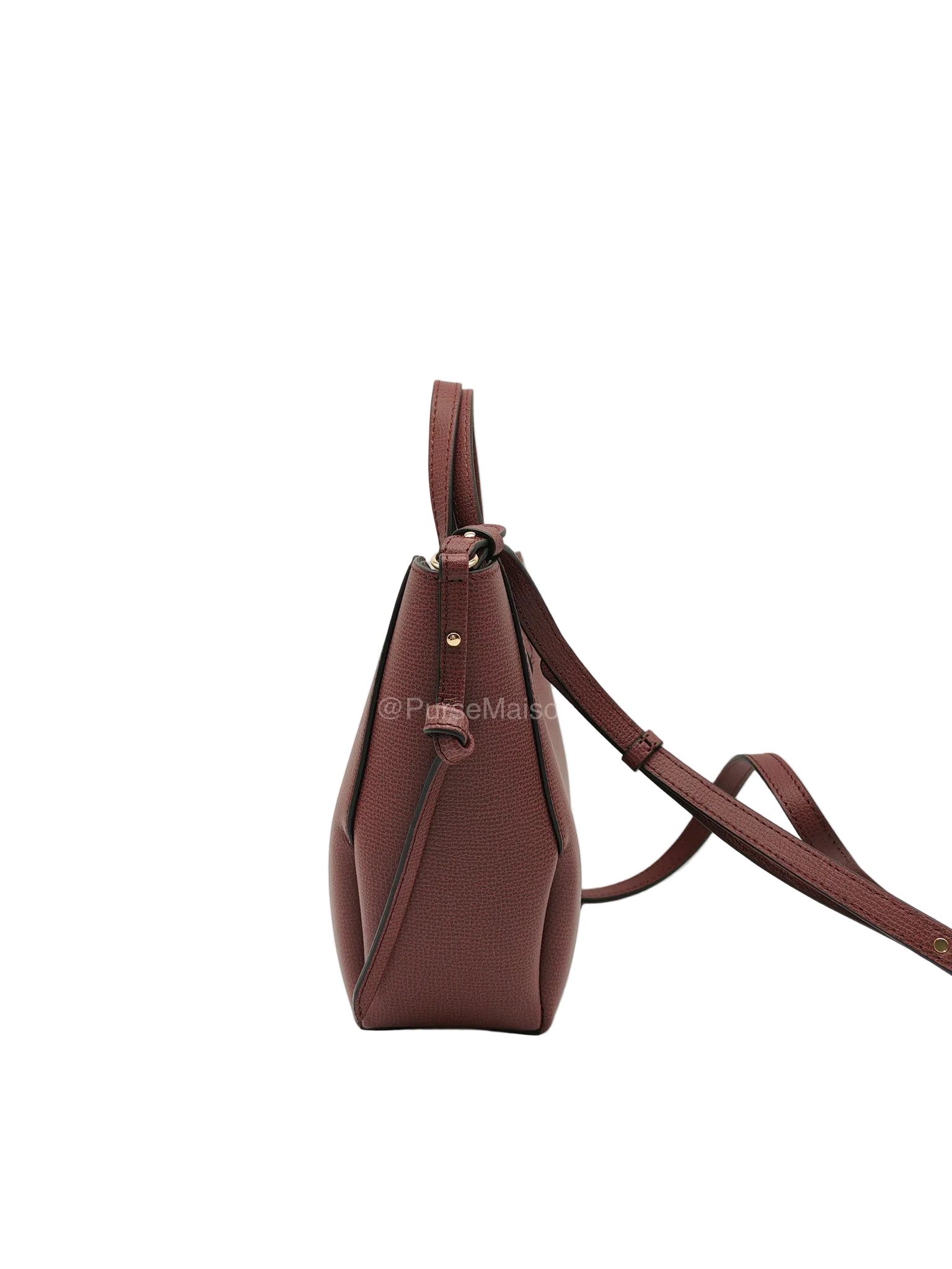 Polene Cyme Nano Tote Bag in Black Cherry Graine Leather | Purse Maison Luxury Bags Shop