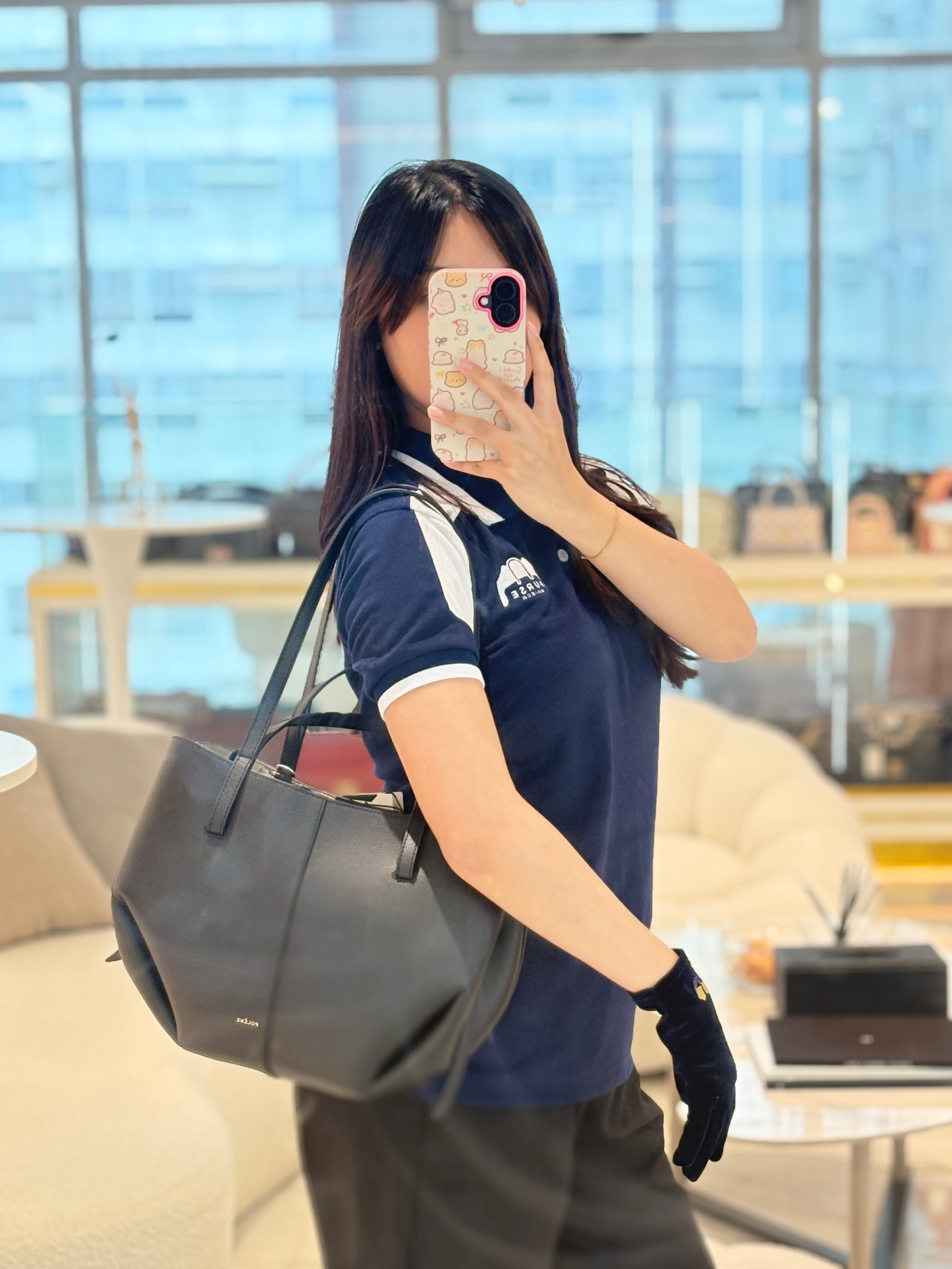 Polene Mini Cyme Black Graine Leather | Purse Maison Luxury Bags Shop