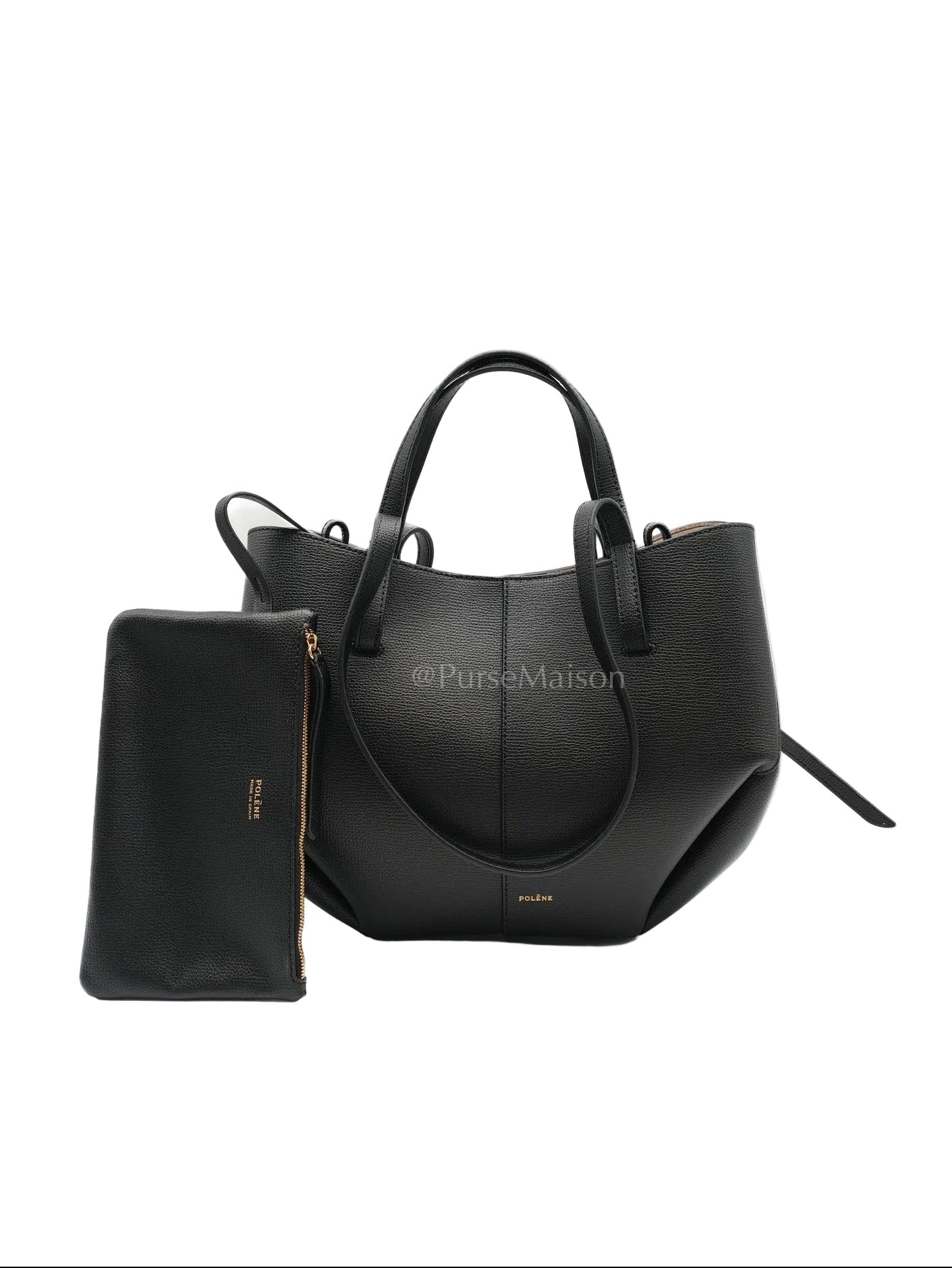 Polene Mini Cyme Black Graine Leather | Purse Maison Luxury Bags Shop