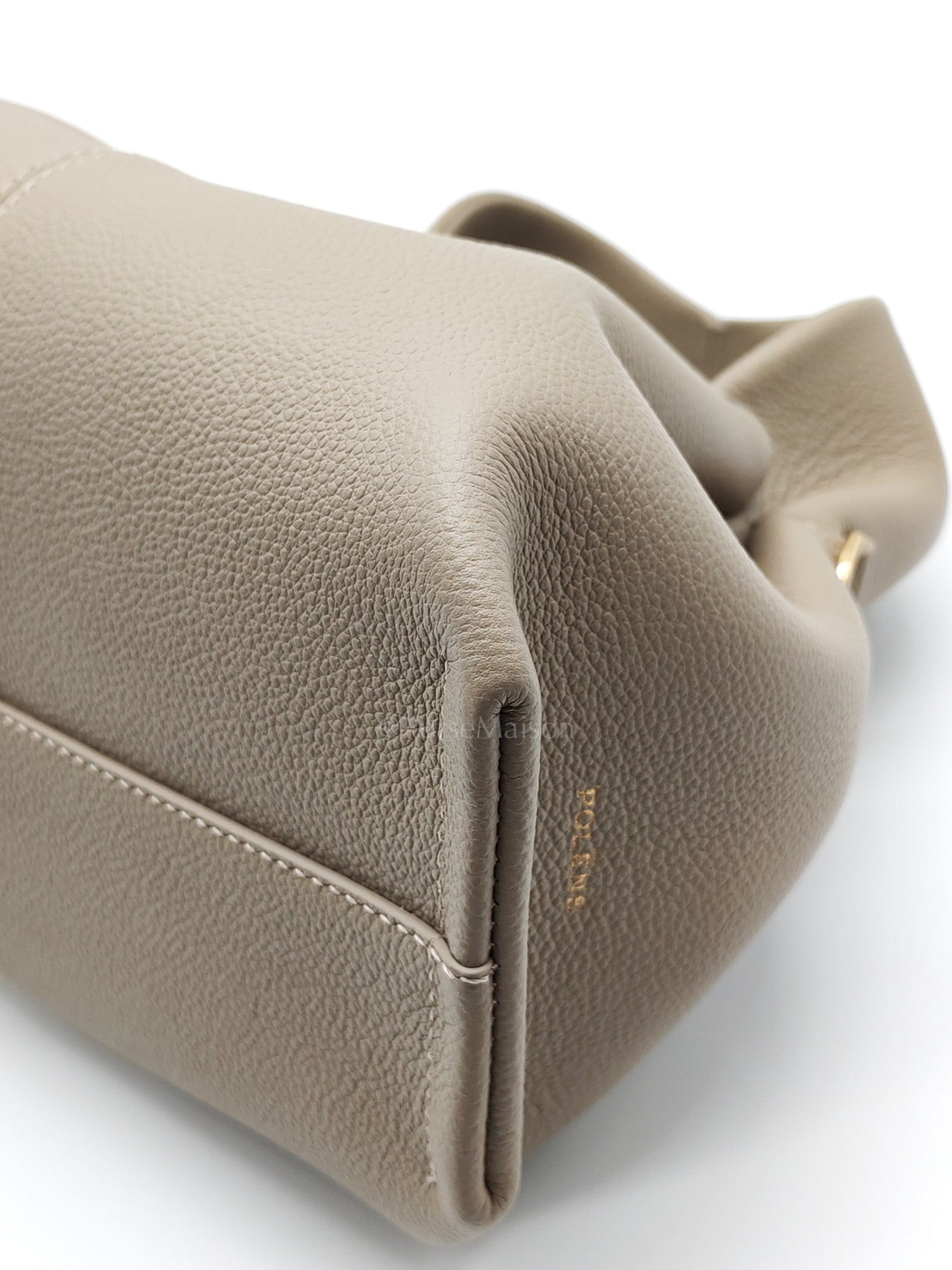 Numero Neuf Mini Bag in Taupe Grained Calfskin Leather & Light Gold Hardware | Purse Maison Luxury Bags Shop