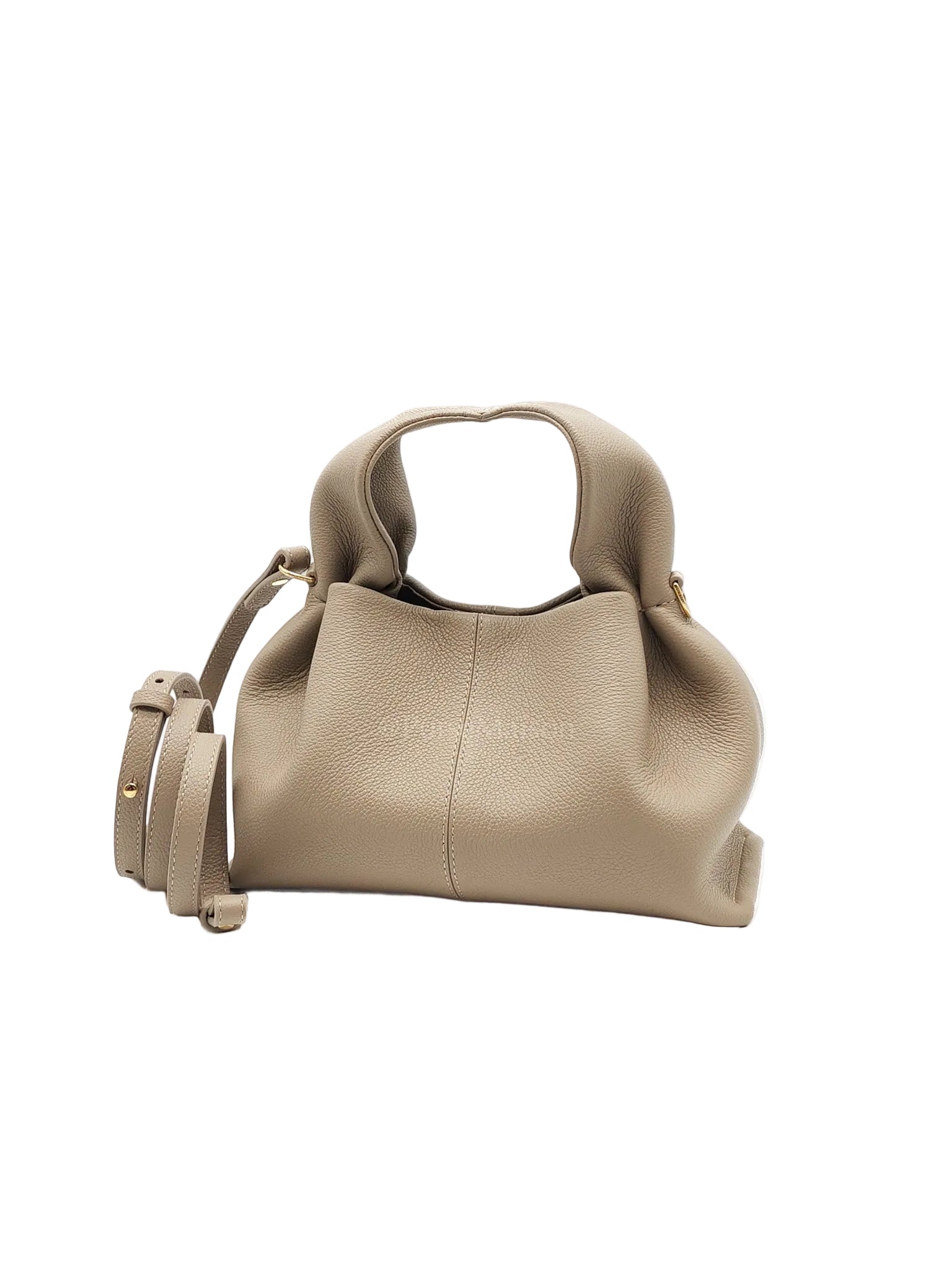 Numero Neuf Mini Bag in Taupe Grained Calfskin Leather & Light Gold Hardware | Purse Maison Luxury Bags Shop