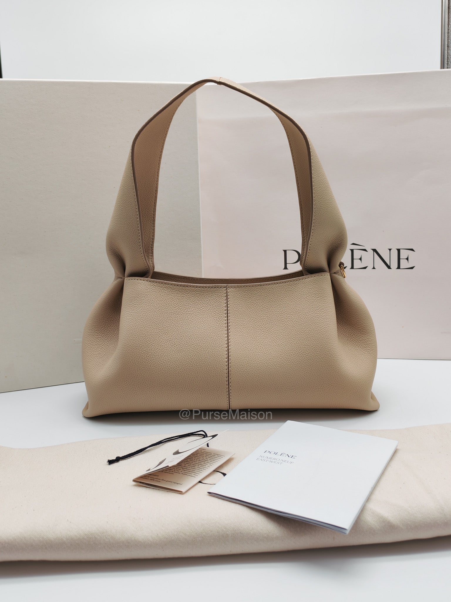 Polene Neuf East-West in Sand Graine leather | Purse Maison Luxury Bags Shop