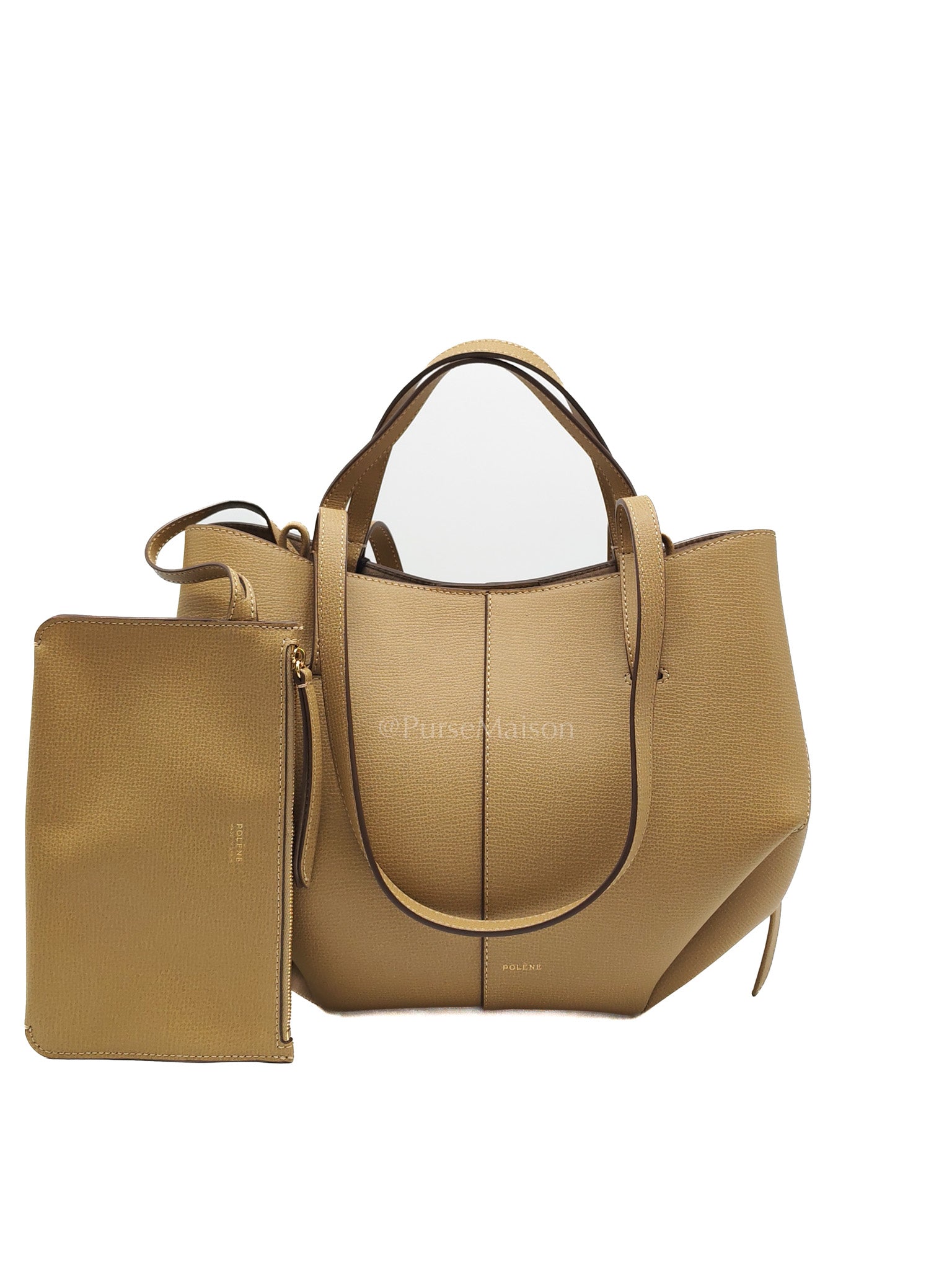 Polene Mini Cyme in Olive Green Graine Leather | Purse Maison Luxury Bags Shop